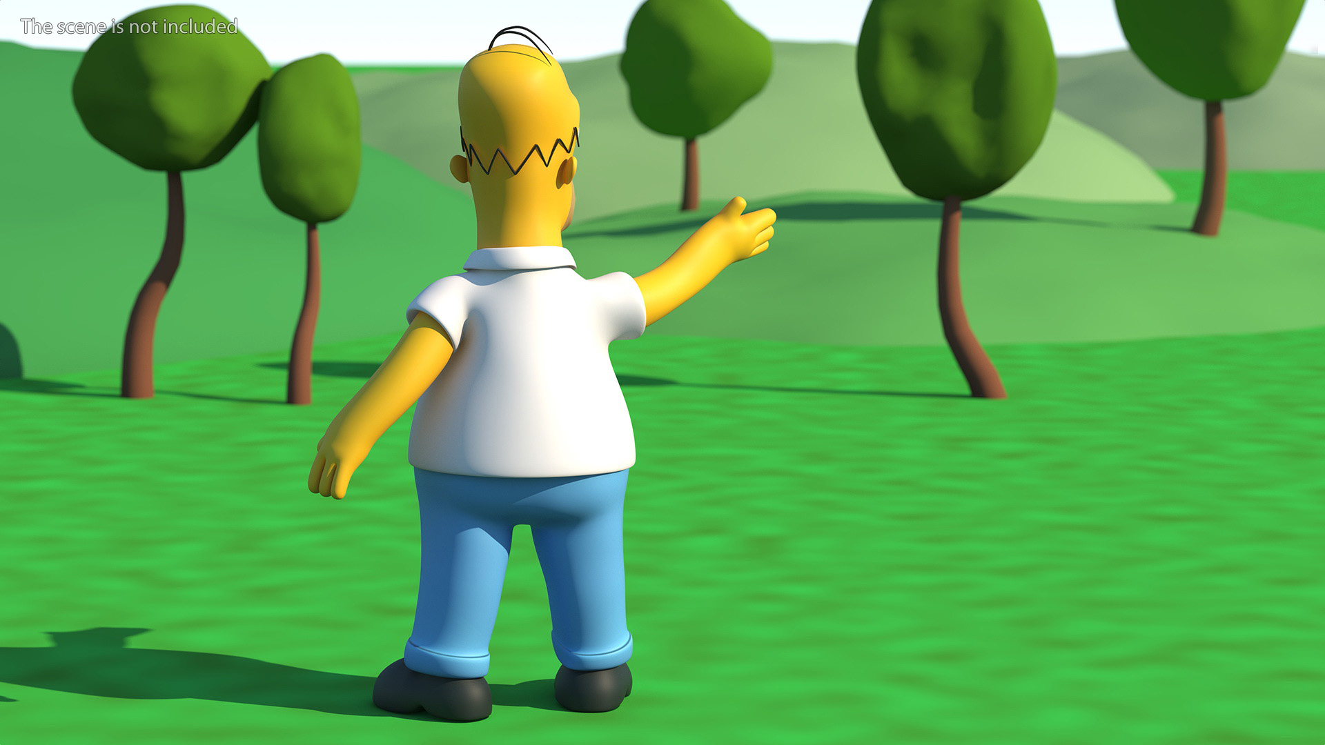 3D Cartoon Character Homer Simpson Waving Pose model