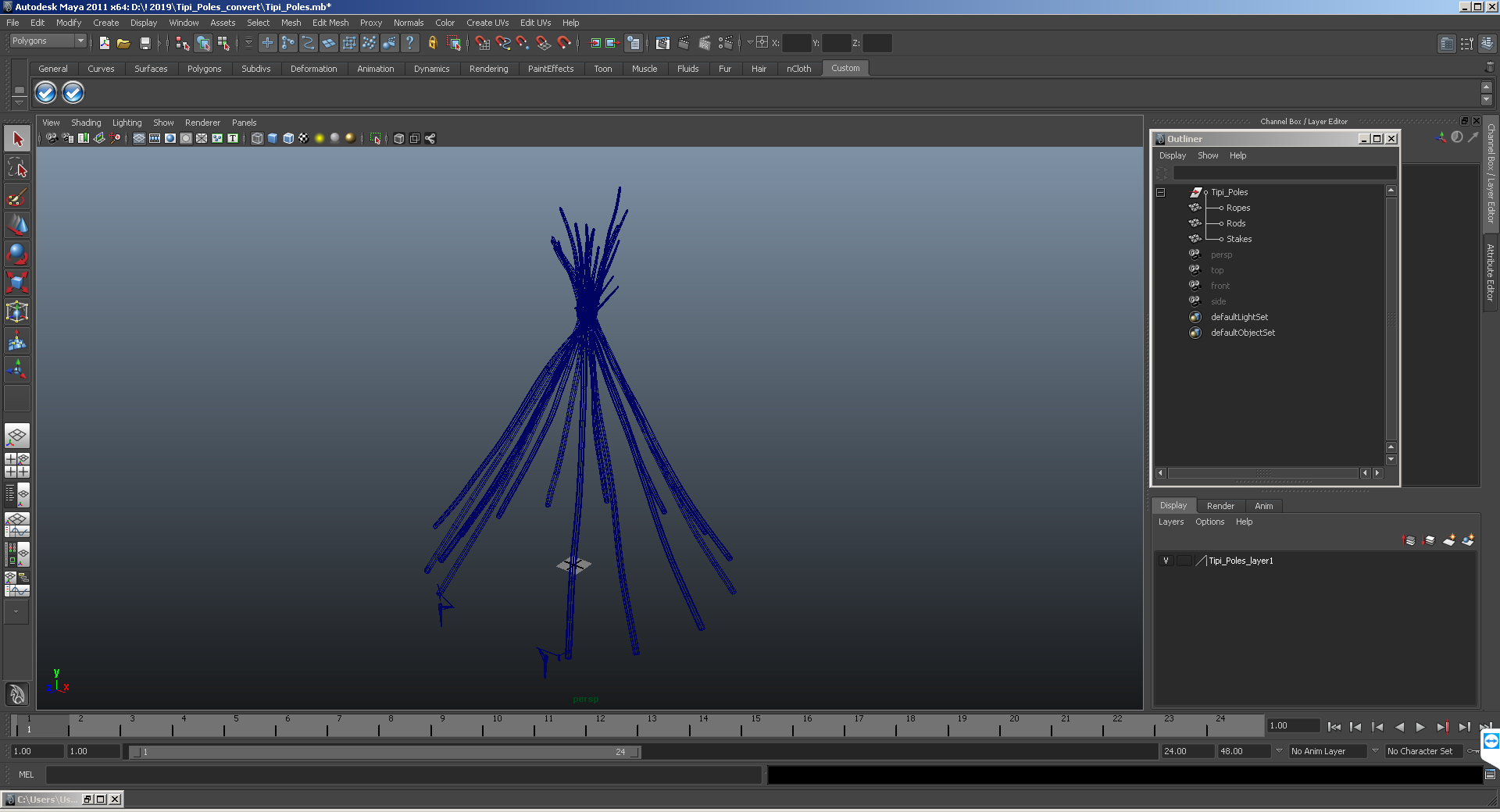 3D model Tipi Poles