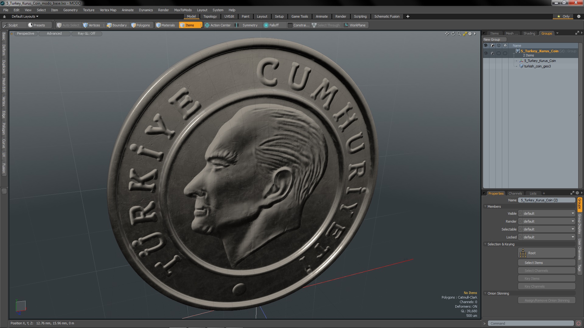 5 Turkey Kurus Coin 3D model