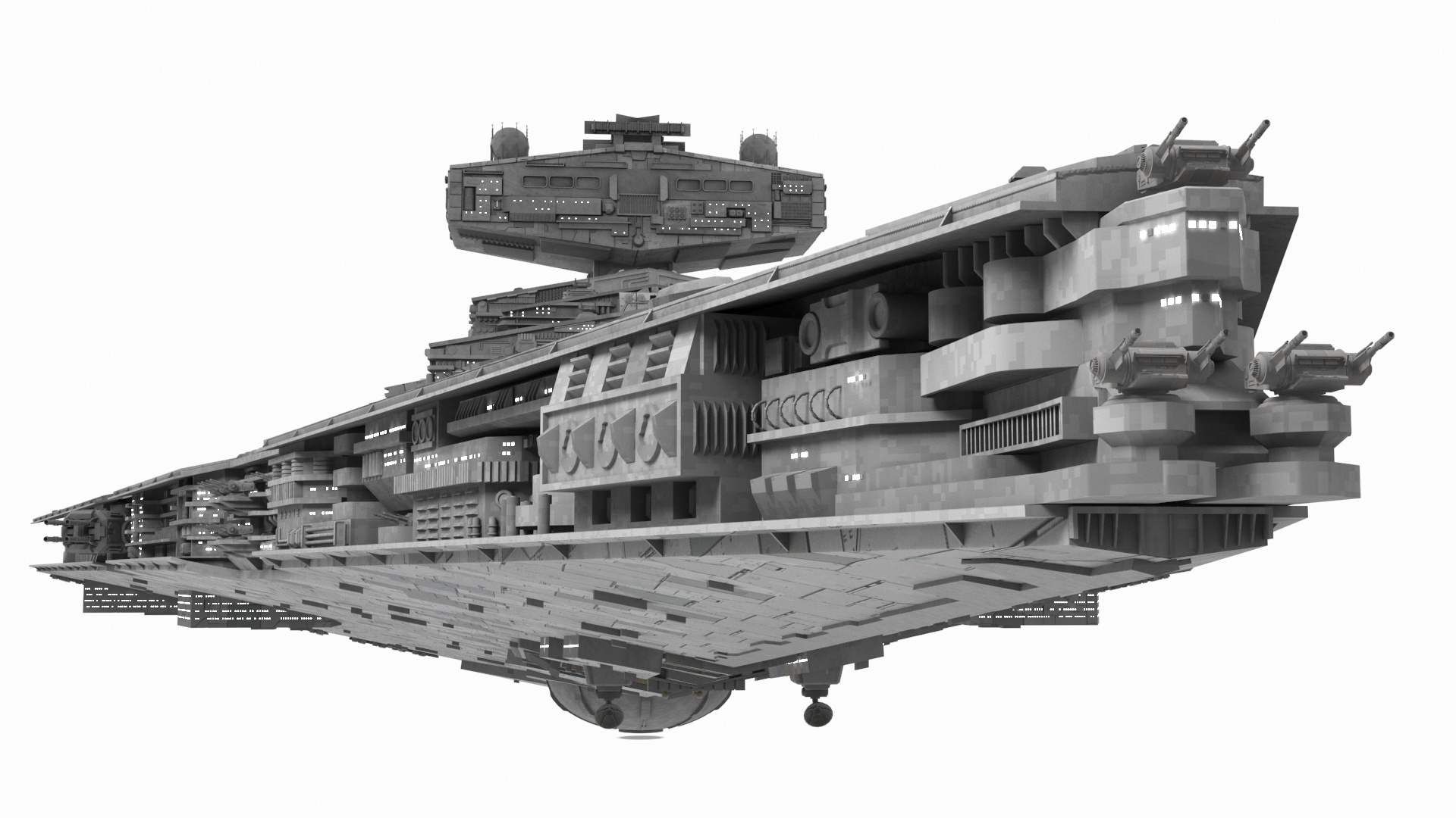 3D model Imperial Star Destroyer with Lights