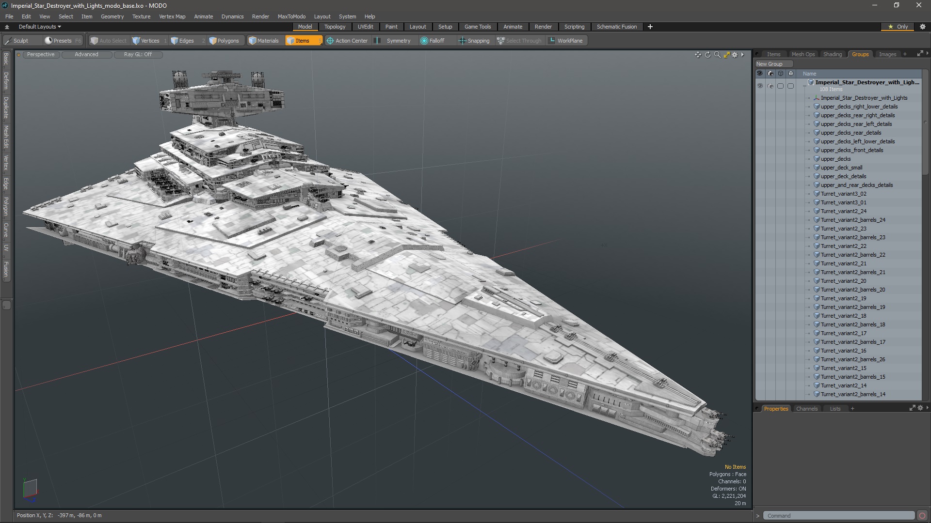 3D model Imperial Star Destroyer with Lights