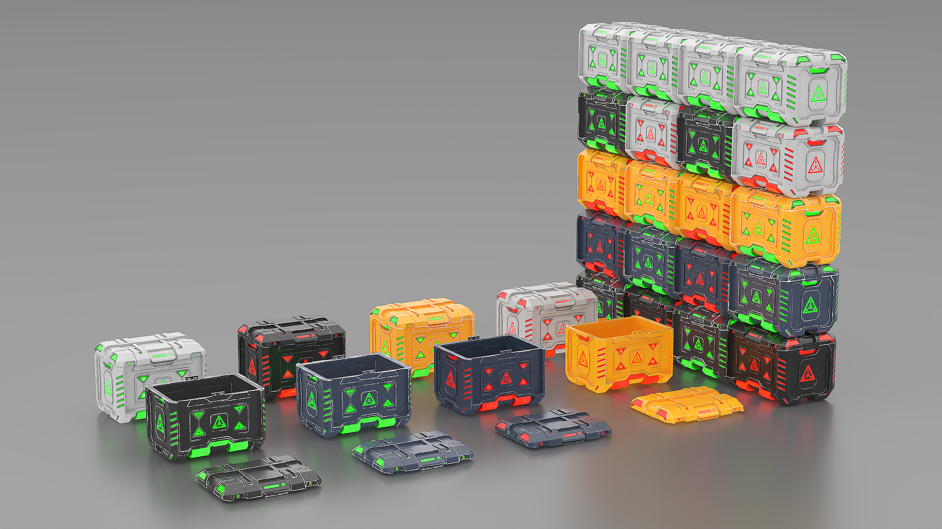 3D model Sci-Fi Storage Crates Set