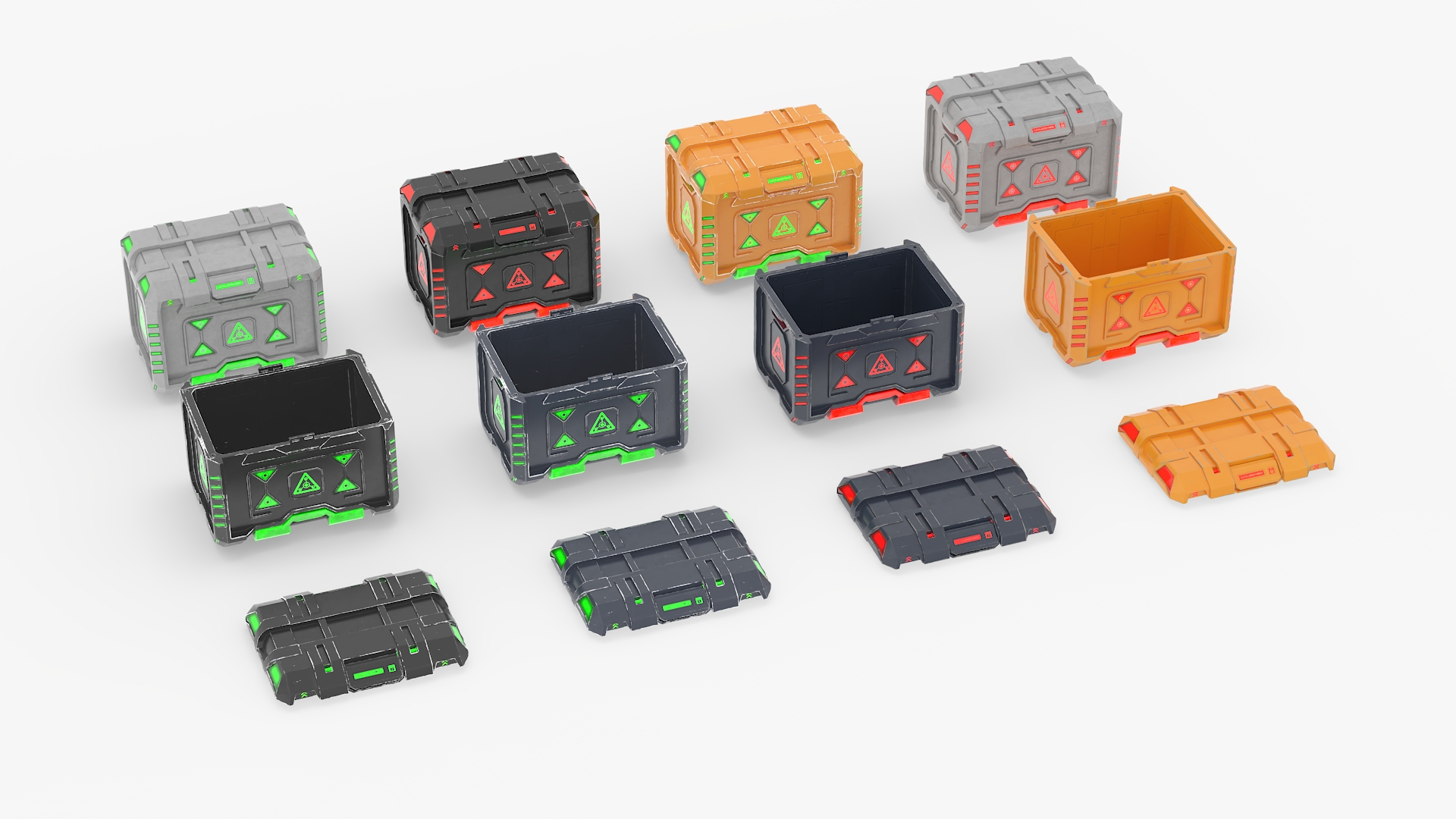 3D model Sci-Fi Storage Crates Set