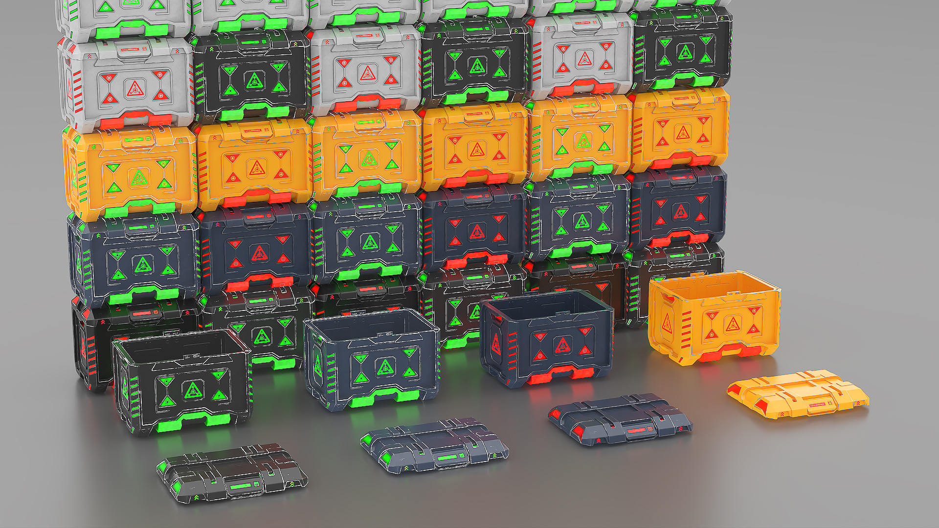 3D model Sci-Fi Storage Crates Set