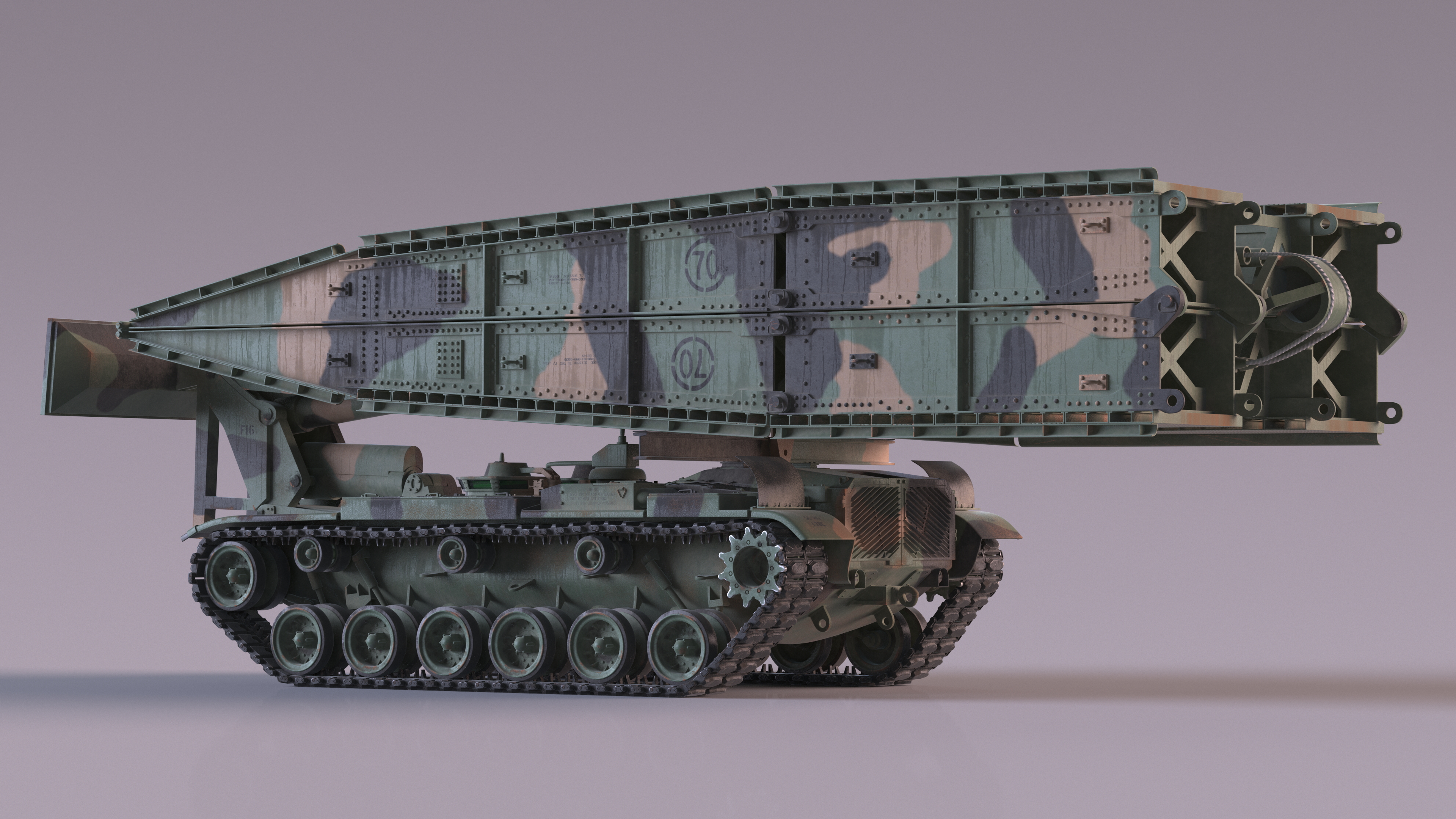 AVLB M60A1 Armored Vehicle Launched Bridge Rigged 3D model