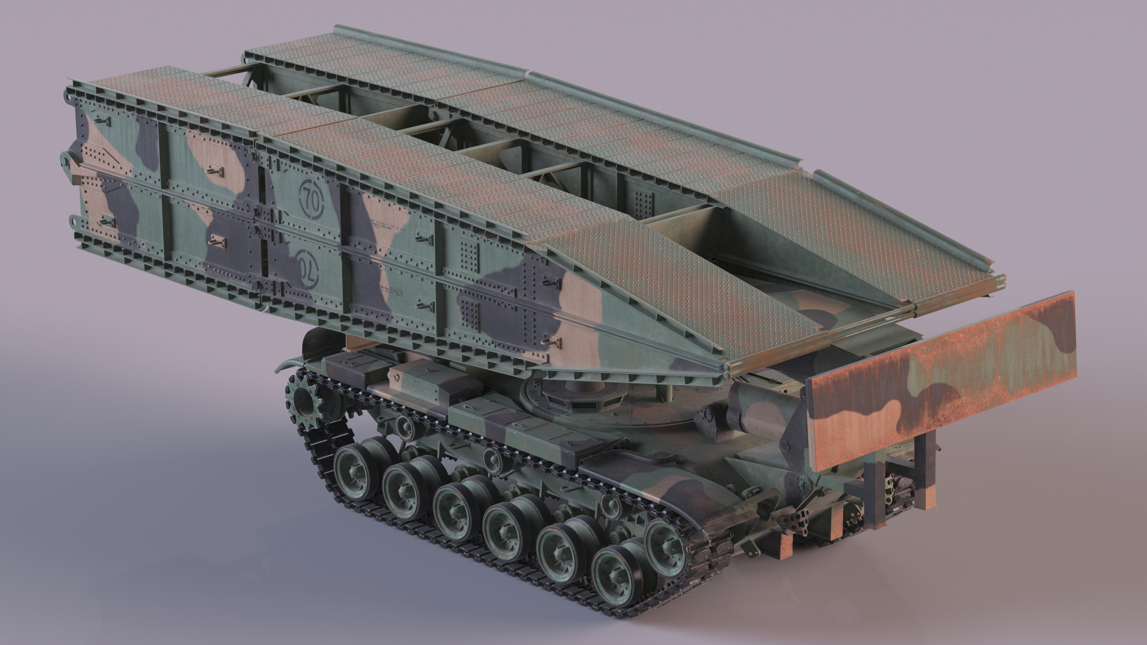 AVLB M60A1 Armored Vehicle Launched Bridge Rigged 3D model