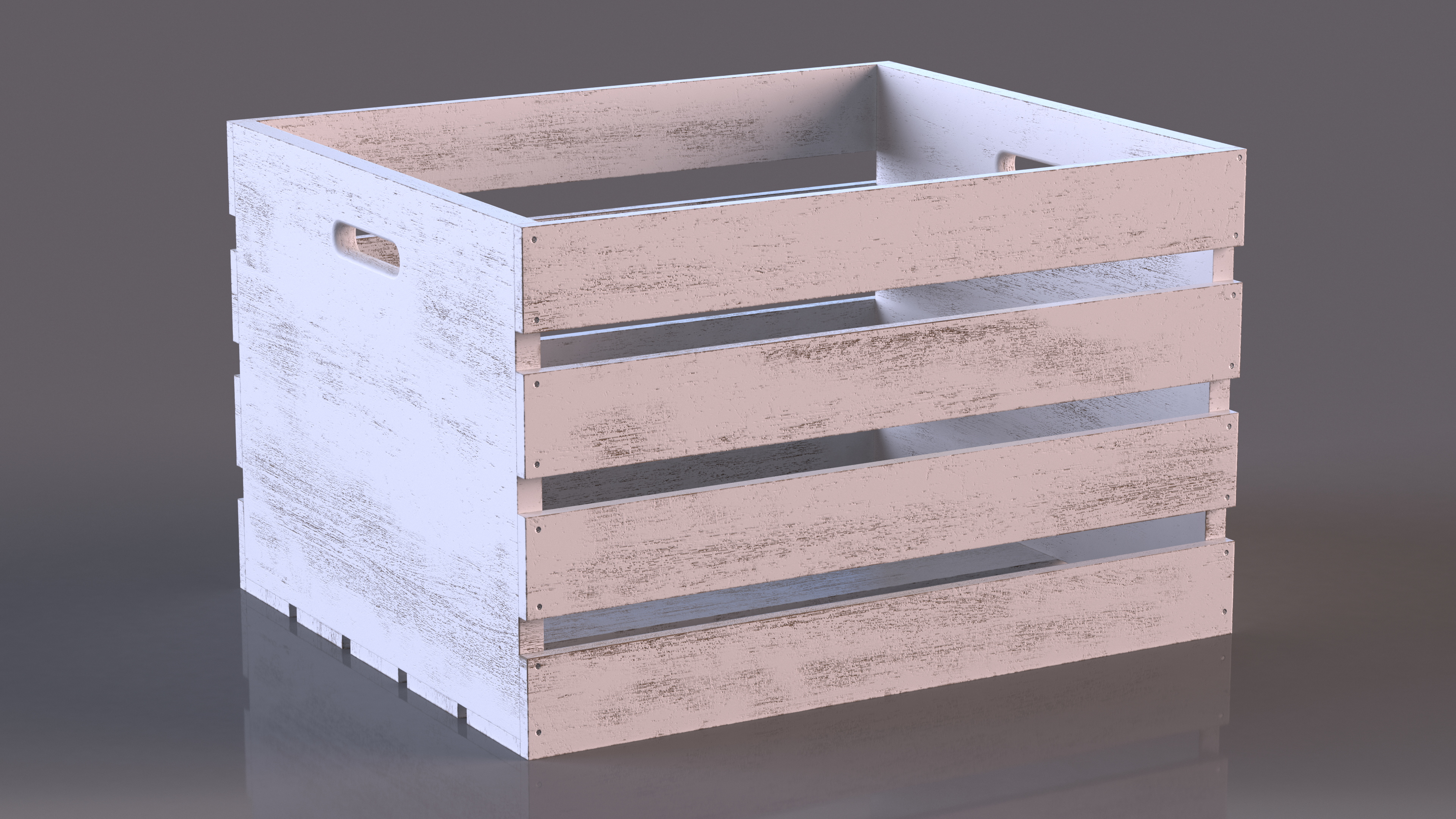 White Large High Box of Wooden Planks 3D