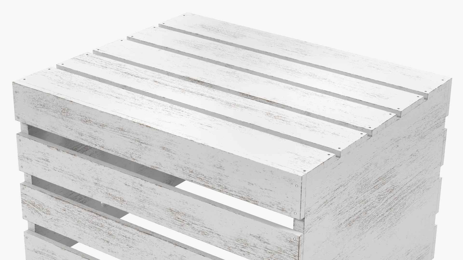 White Large High Box of Wooden Planks 3D