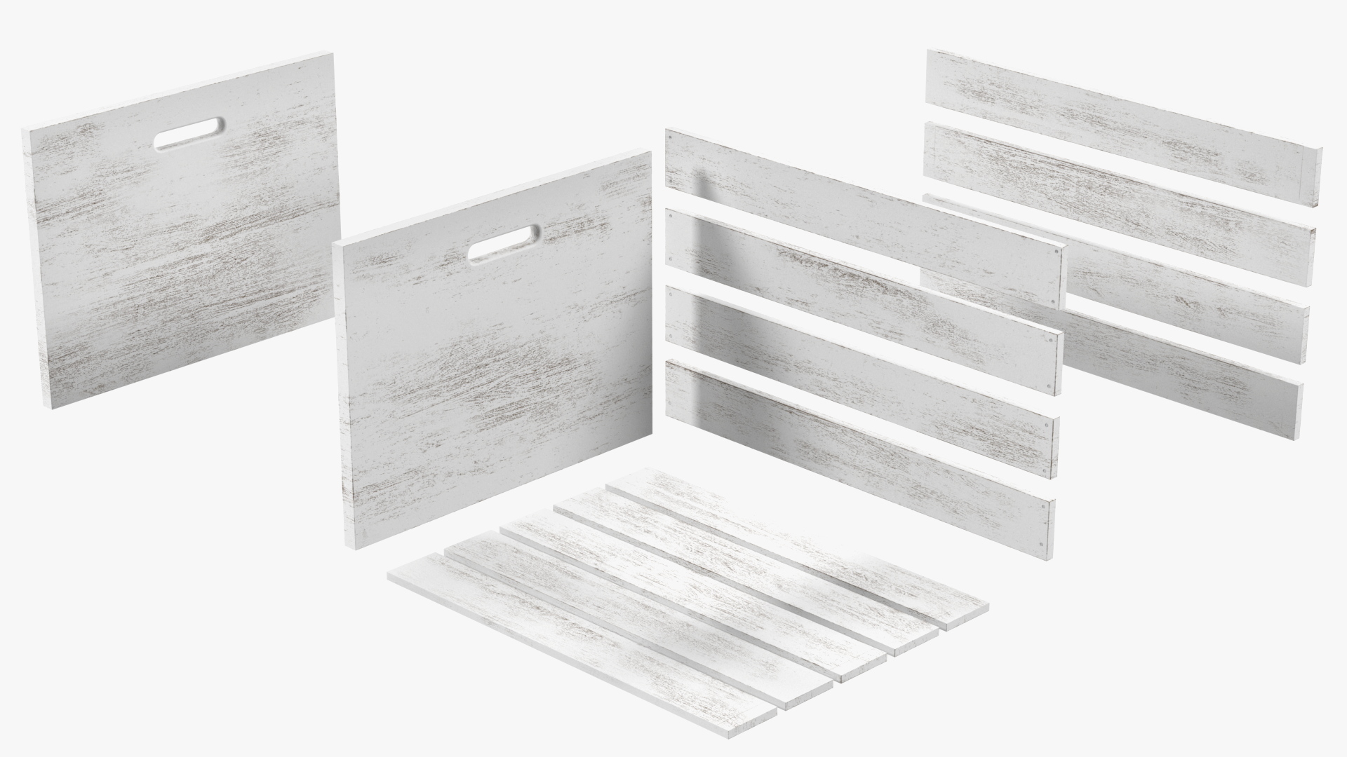 White Large High Box of Wooden Planks 3D