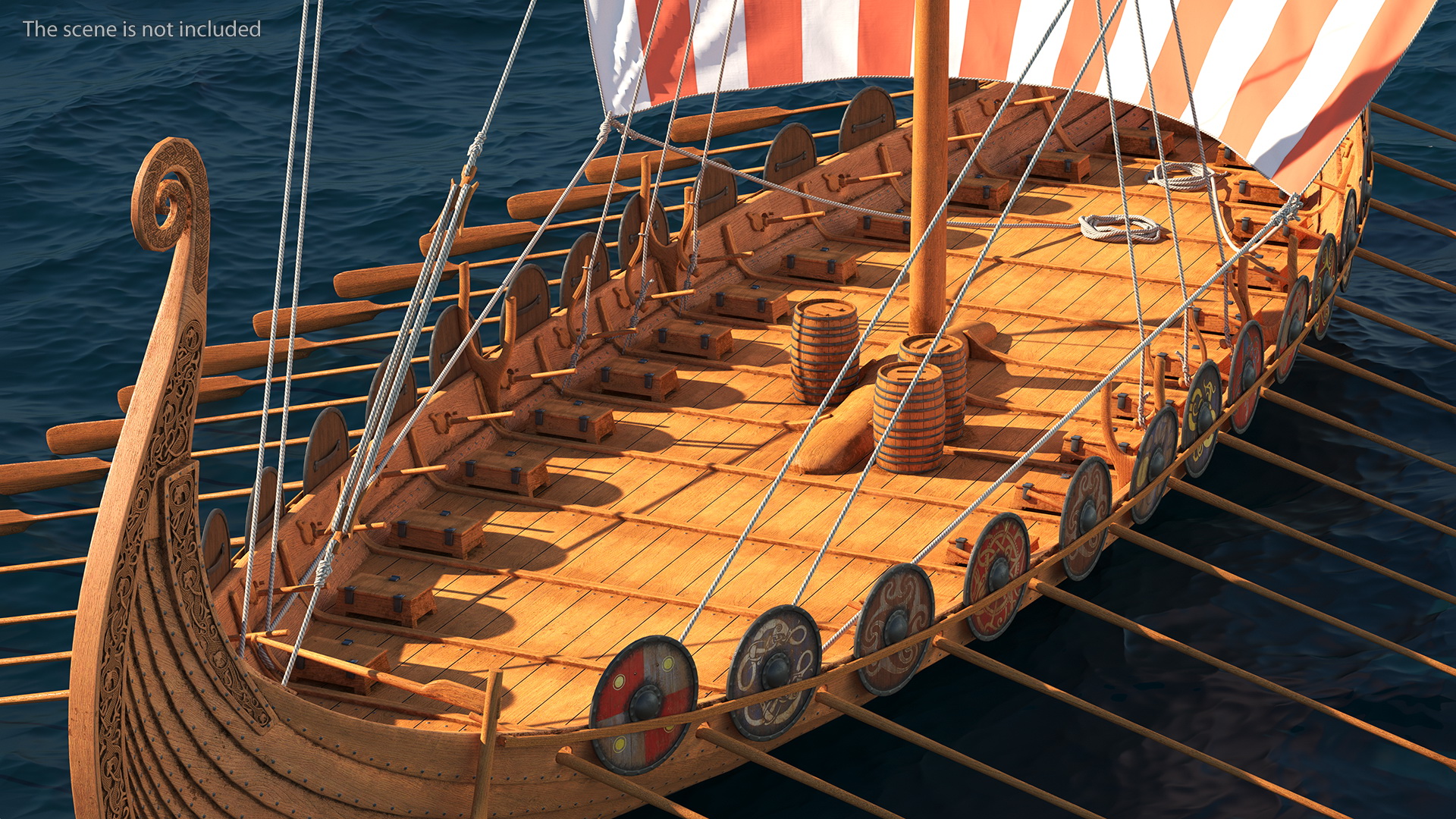 3D Viking Drakkar Sail Red model