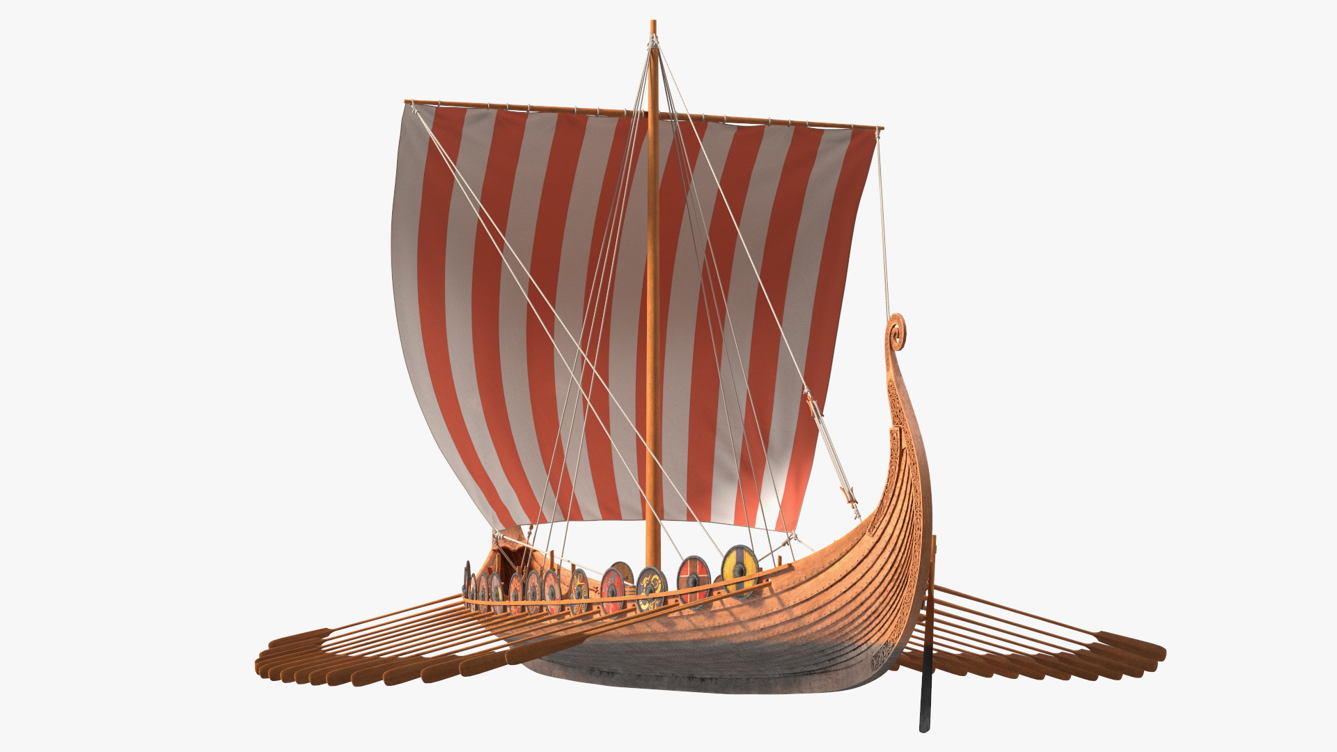 3D Viking Drakkar Sail Red model