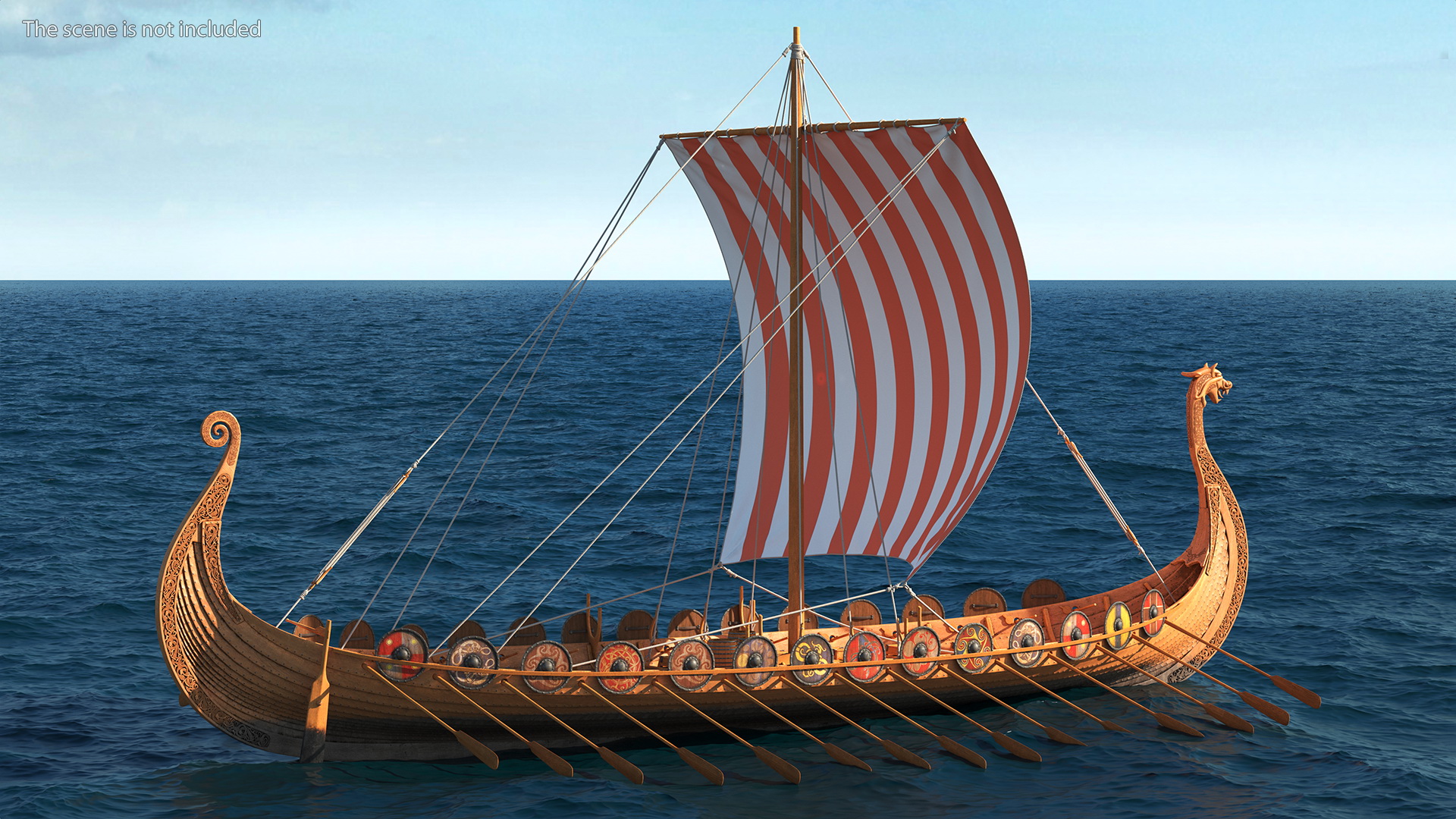 3D Viking Drakkar Sail Red model