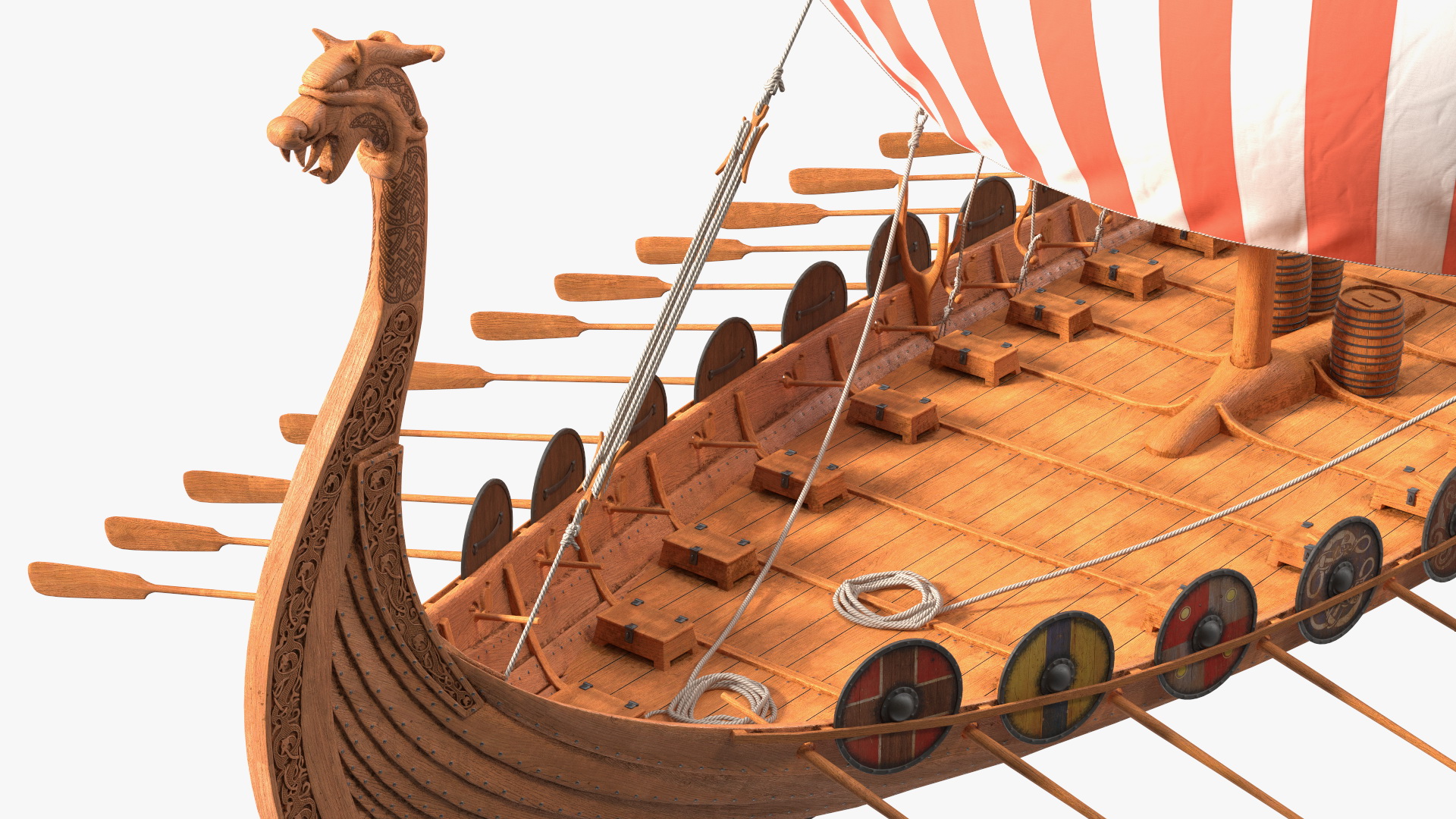 3D Viking Drakkar Sail Red model