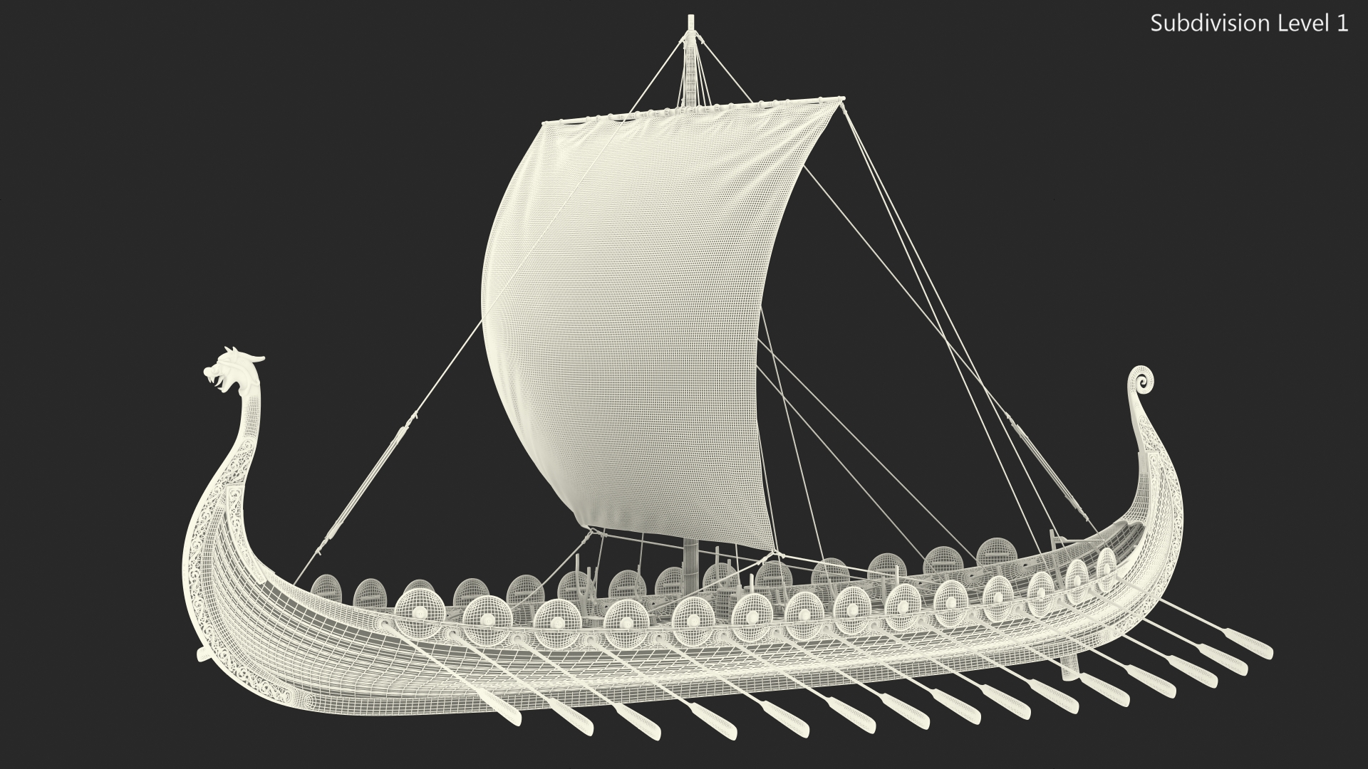 3D Viking Drakkar Sail Red model