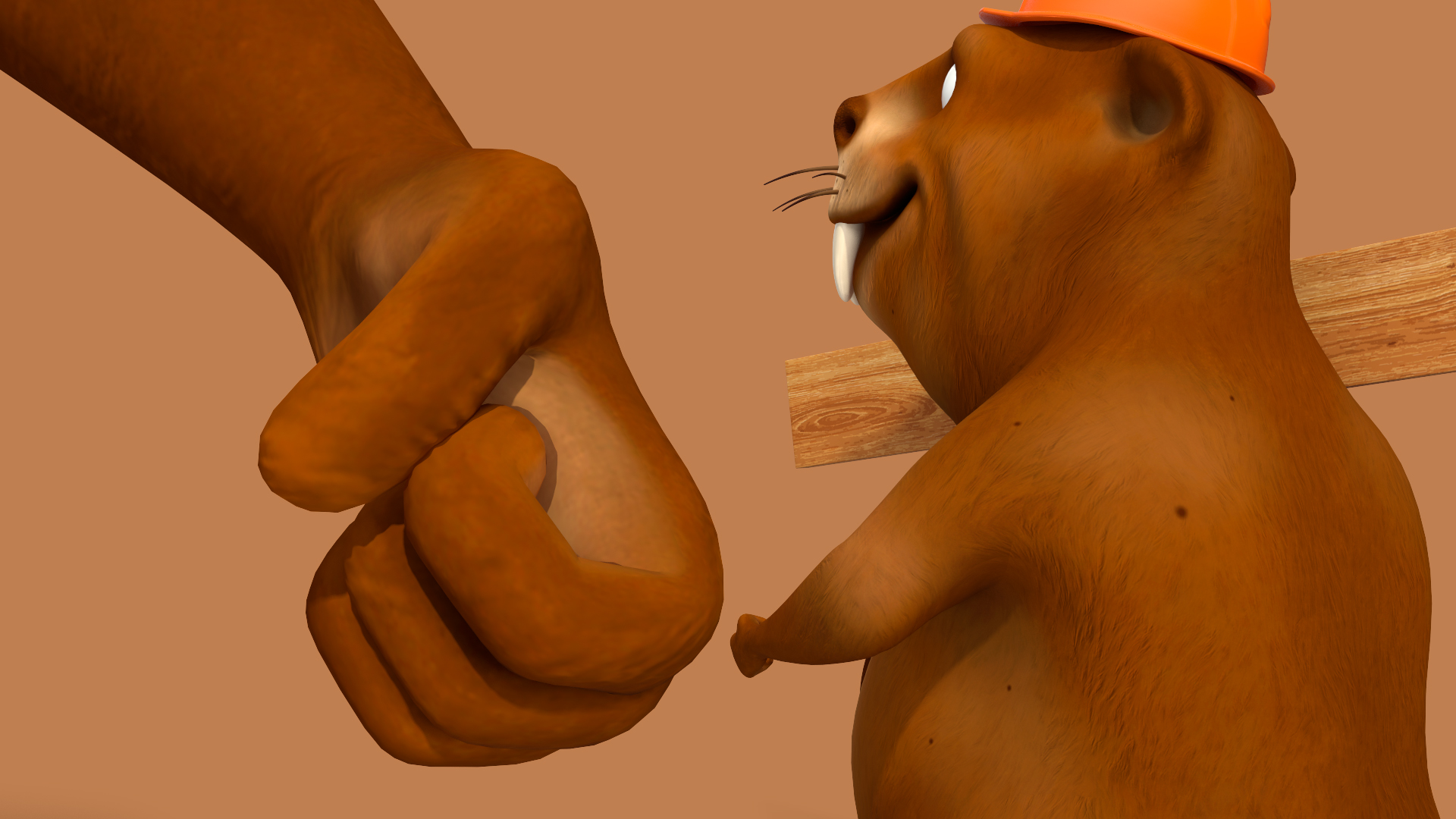 3D model Cartoon Beaver with Plank