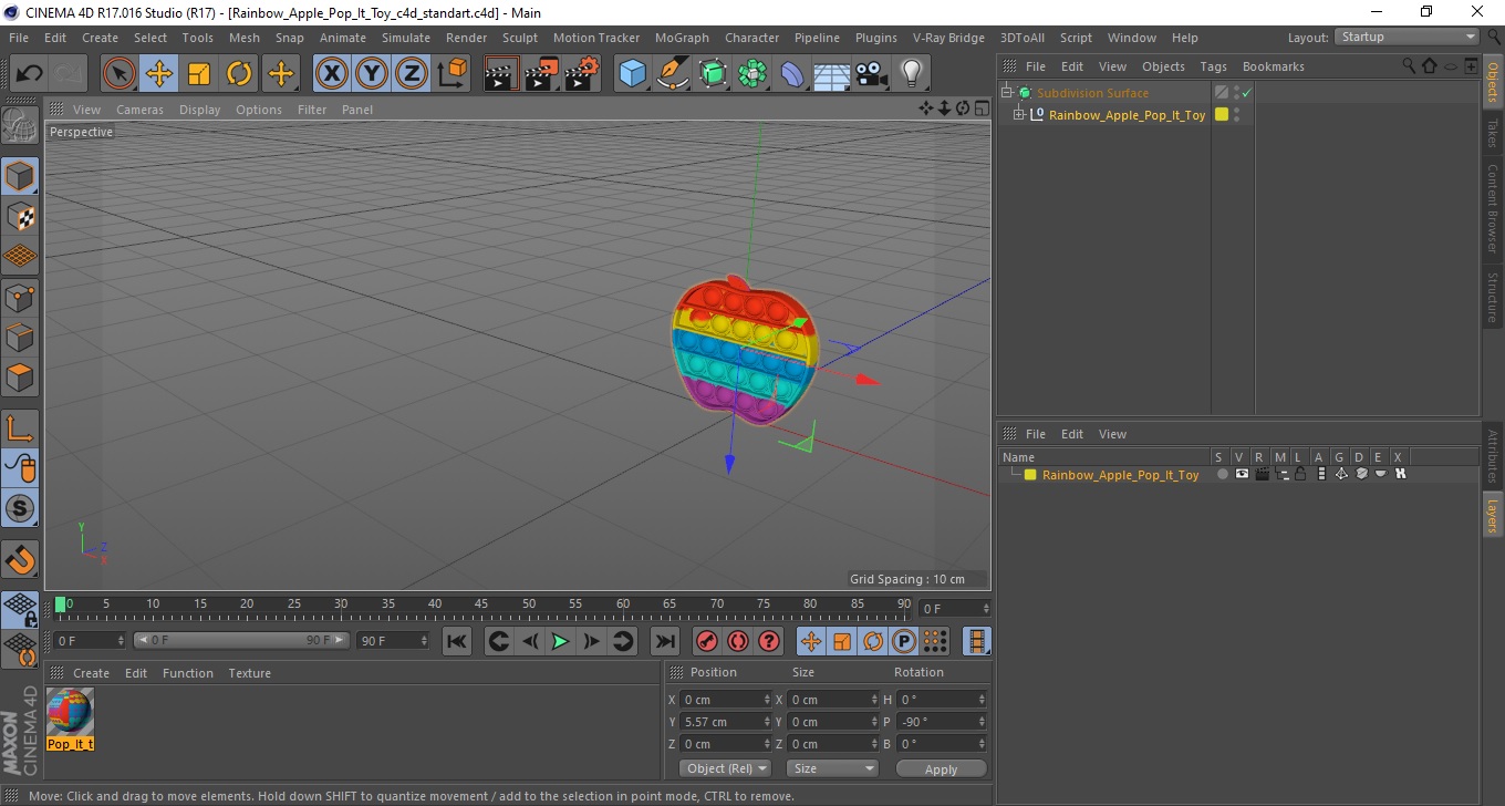 Rainbow Apple Pop It Toy 3D model