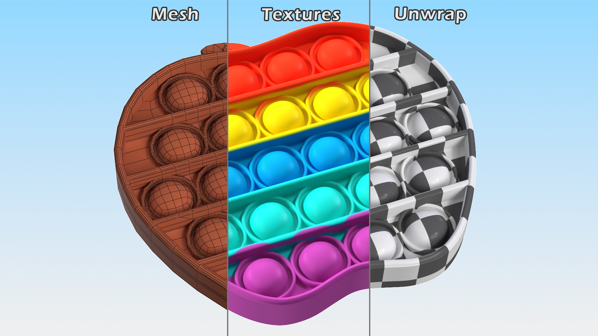 Rainbow Apple Pop It Toy 3D model