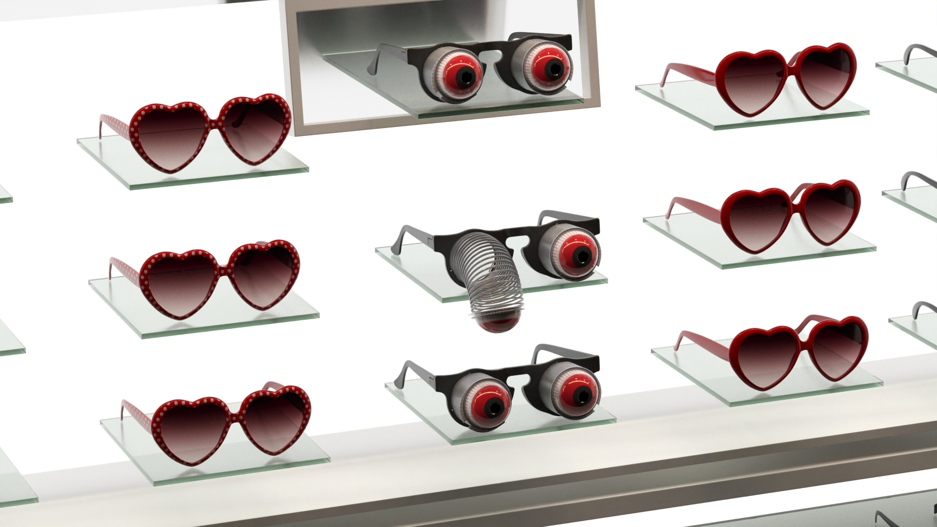 Heart Shaped Sunglasses Red 3D