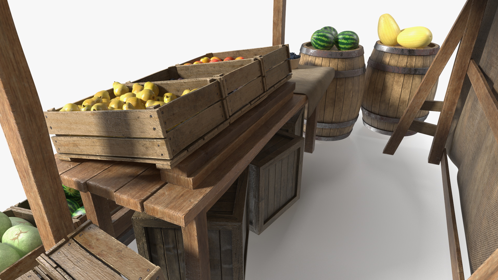 3D Medieval Market Stall