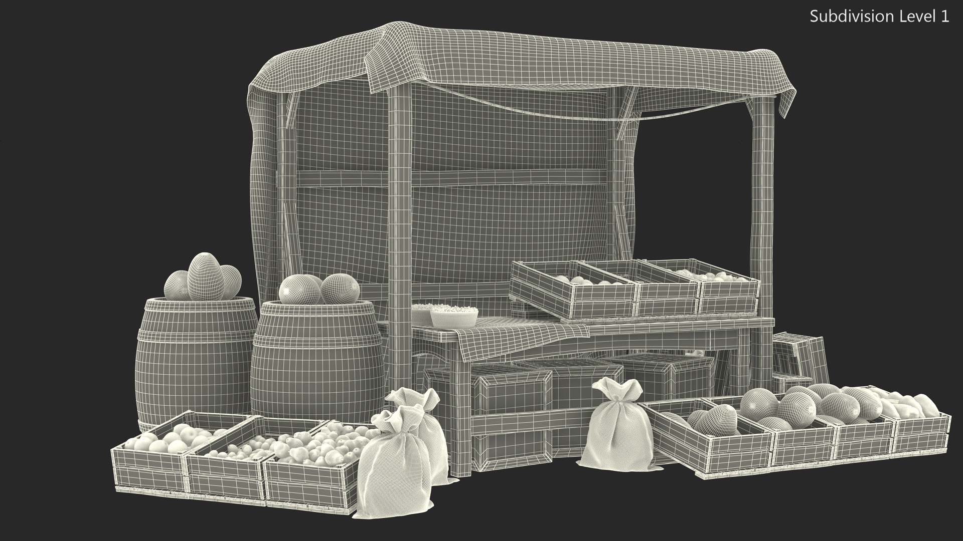 3D Medieval Market Stall