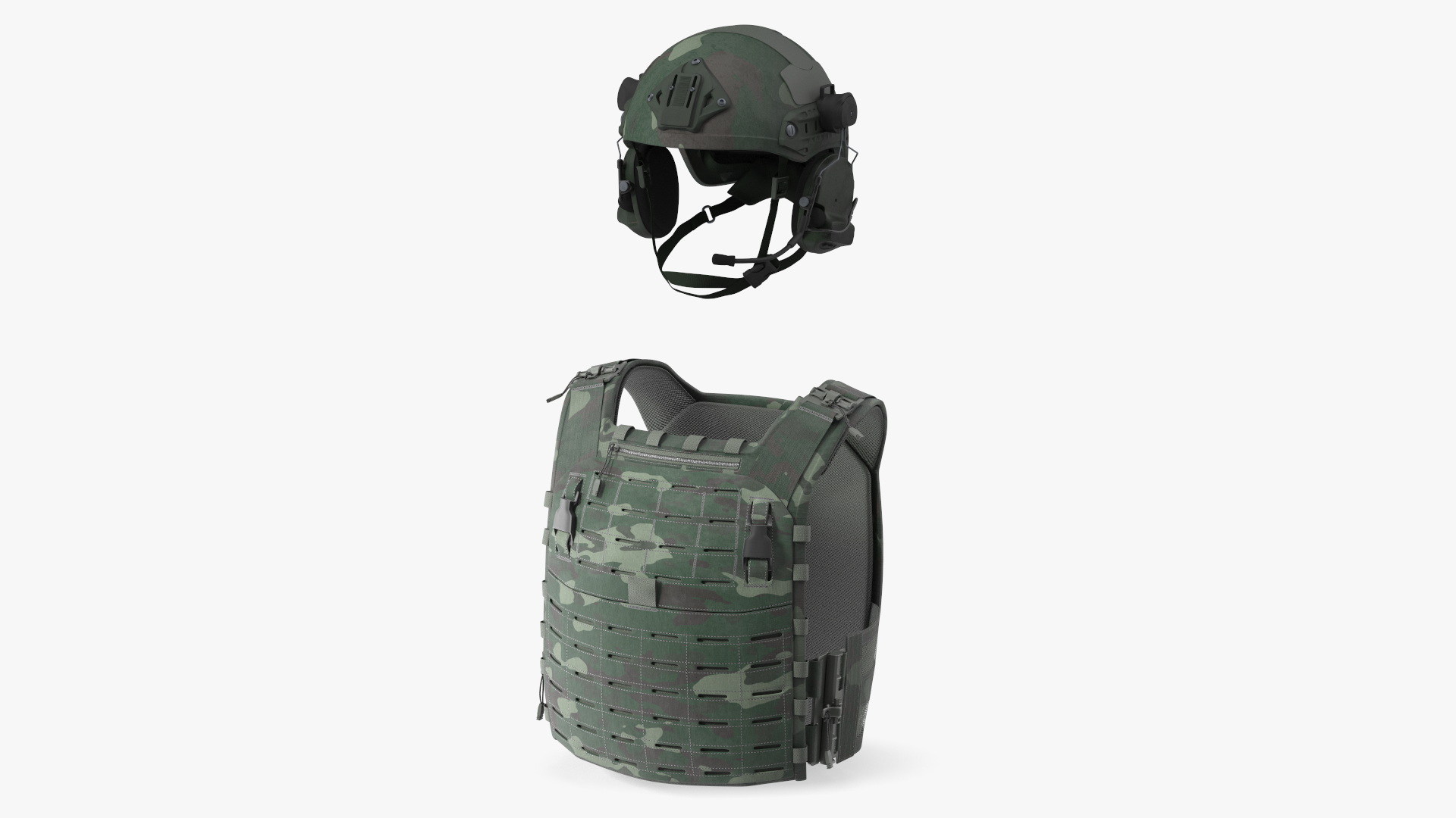 Adjustable Bulletproof Vest with Helmet 3D model