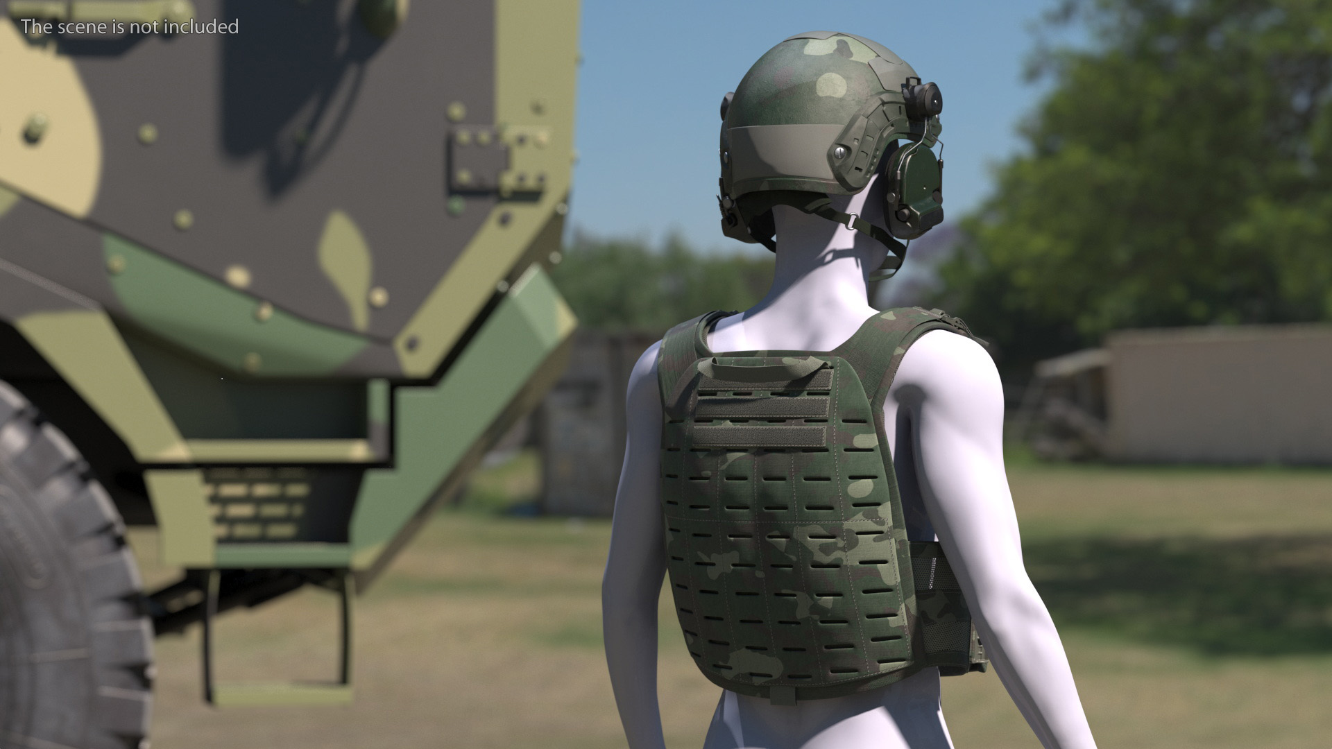 Adjustable Bulletproof Vest with Helmet 3D model