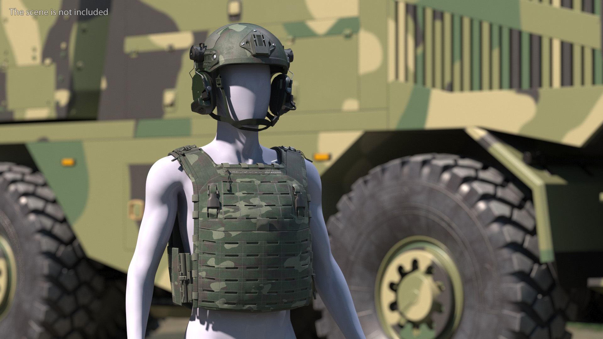 Adjustable Bulletproof Vest with Helmet 3D model