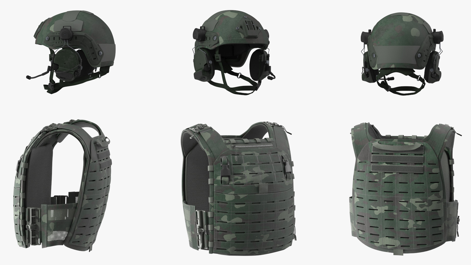 Adjustable Bulletproof Vest with Helmet 3D model