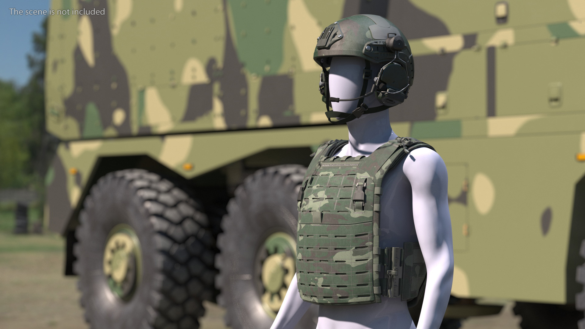 Adjustable Bulletproof Vest with Helmet 3D model