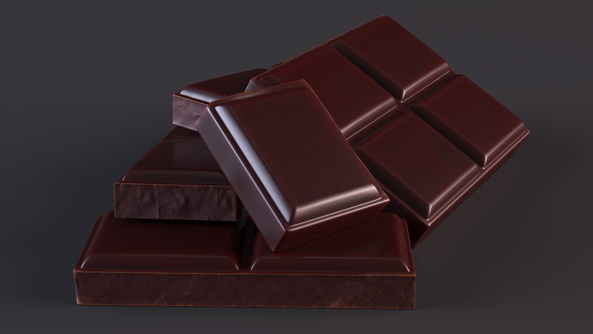 Pieces of Dark Chocolate 3D model