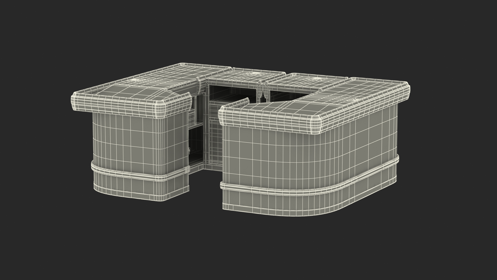 Supermarket Checkout Counters Dark Wood 3D model