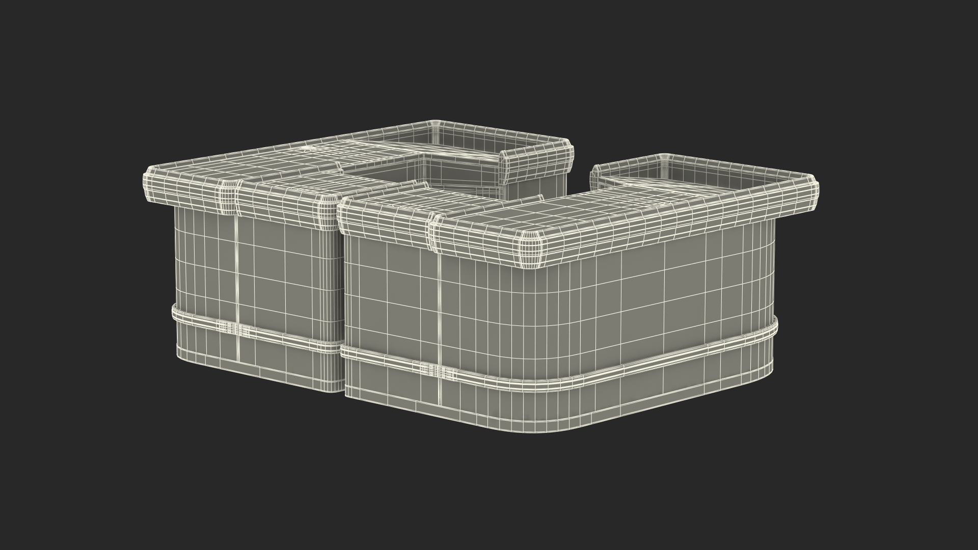 Supermarket Checkout Counters Dark Wood 3D model