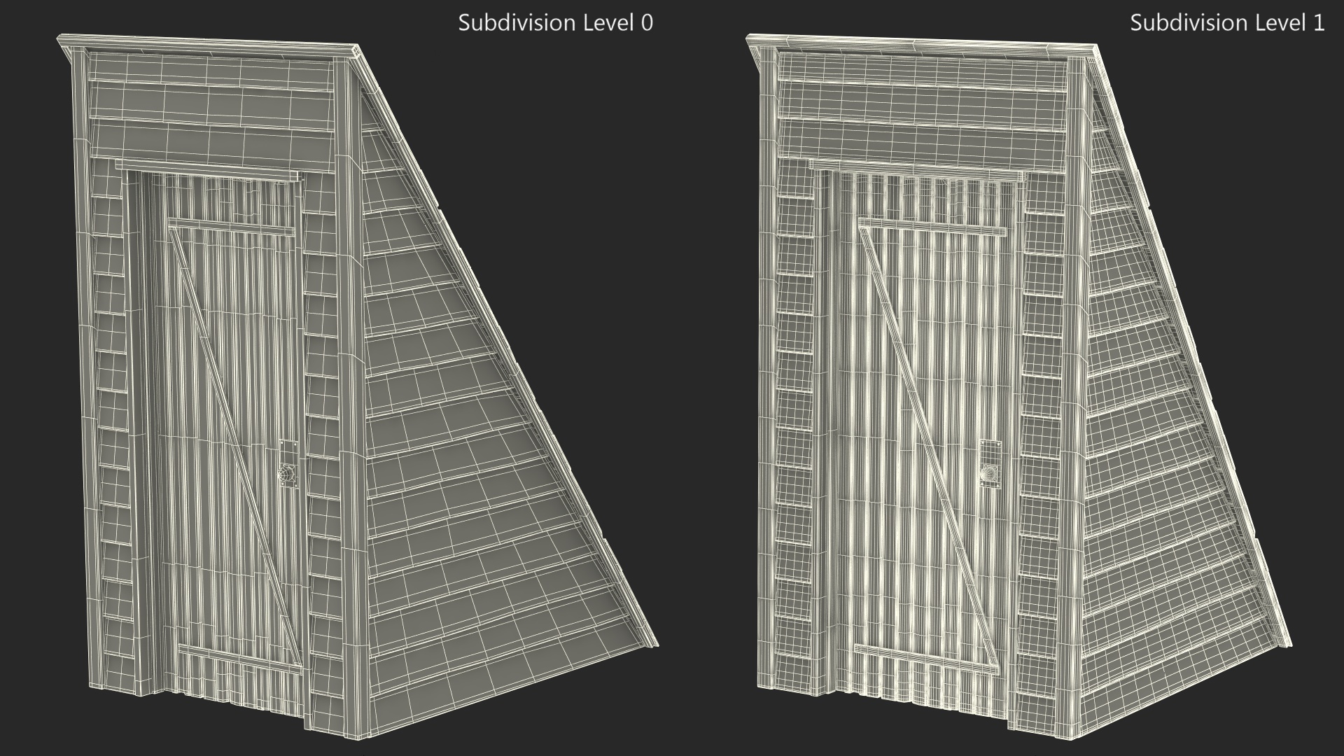 Old Wooden Rooftop Stair Exit Blue 3D model