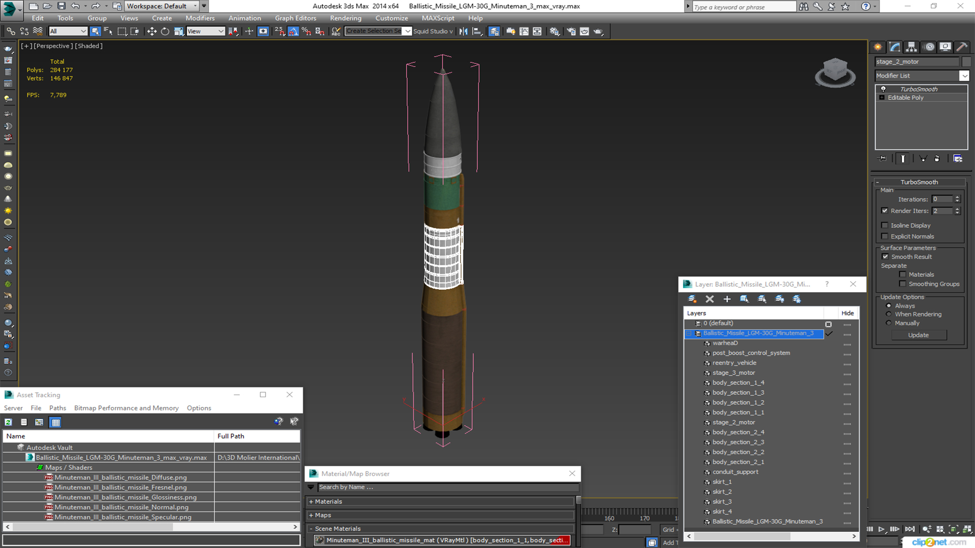 Ballistic Missile LGM-30G Minuteman 3 3D