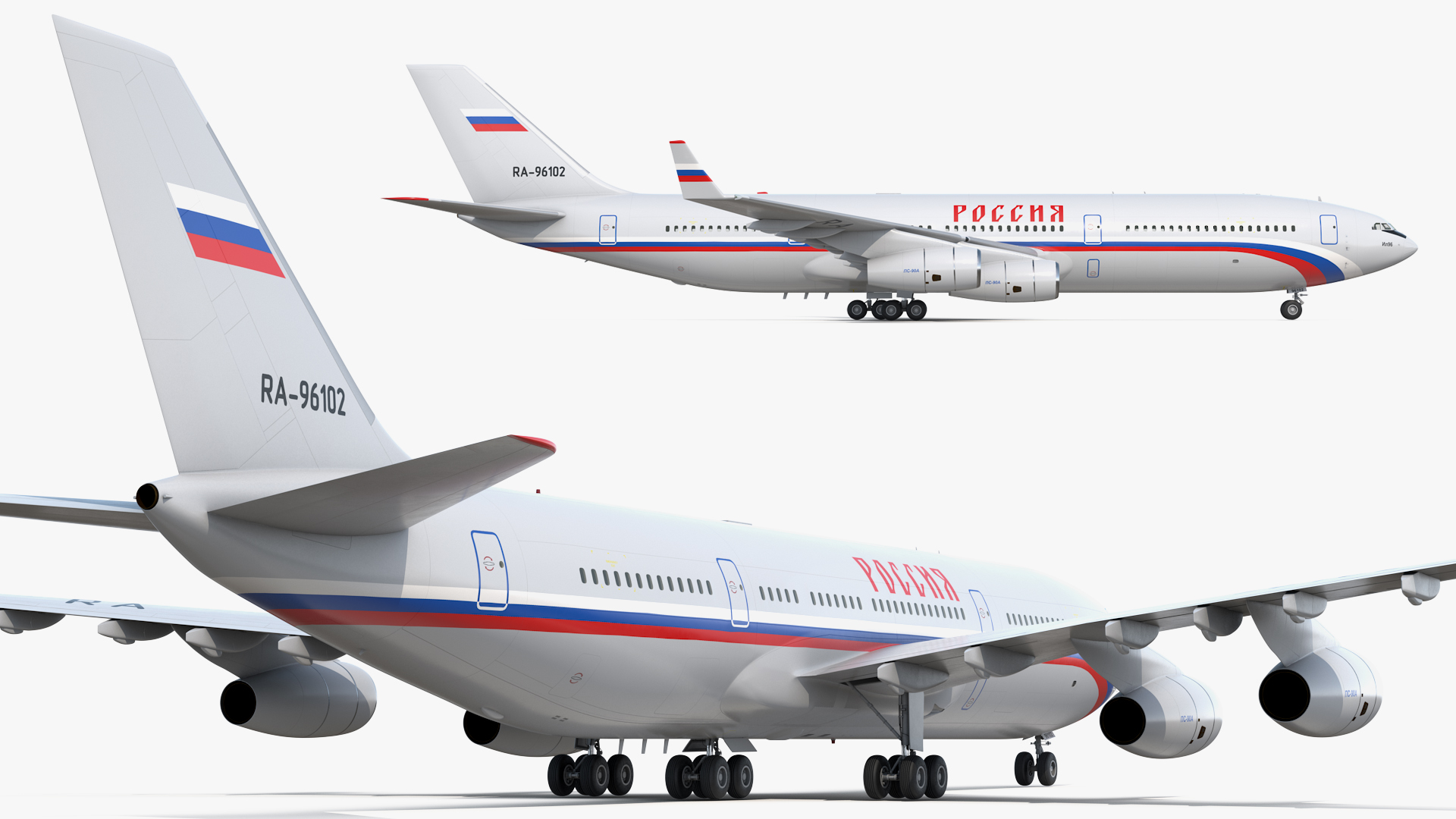 3D Airplane IL-96-400 Rossya Airlines Rigged