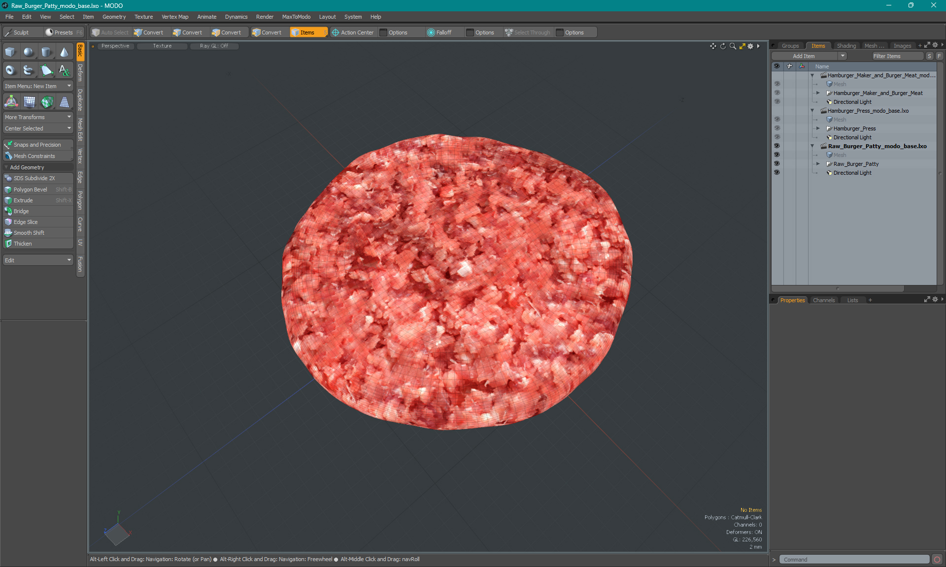 3D Raw Burger Patty