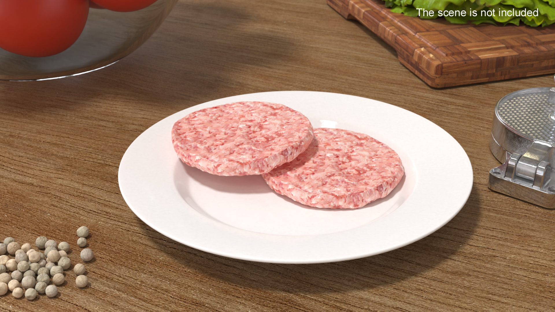 3D Raw Burger Patty