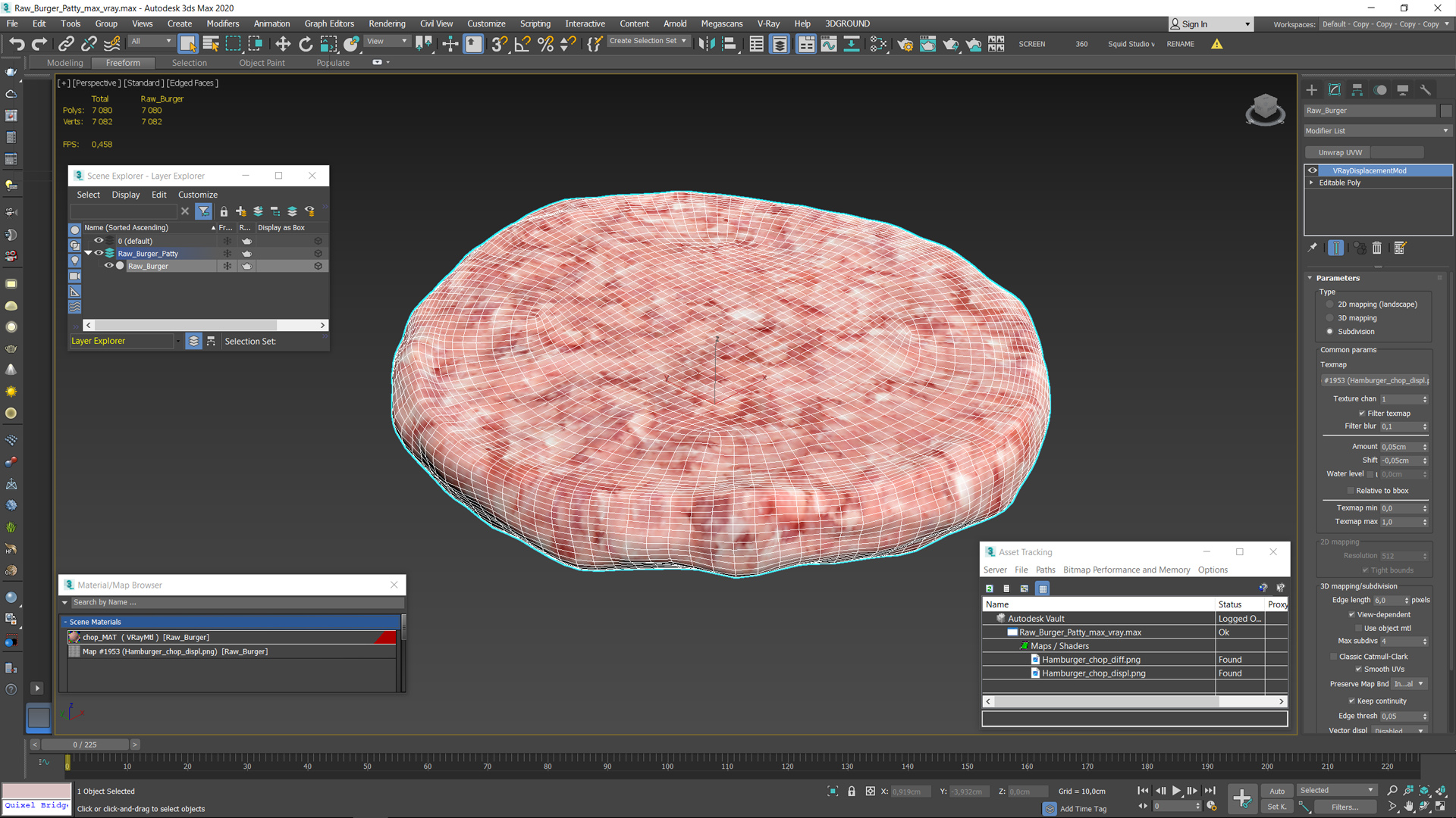 3D Raw Burger Patty