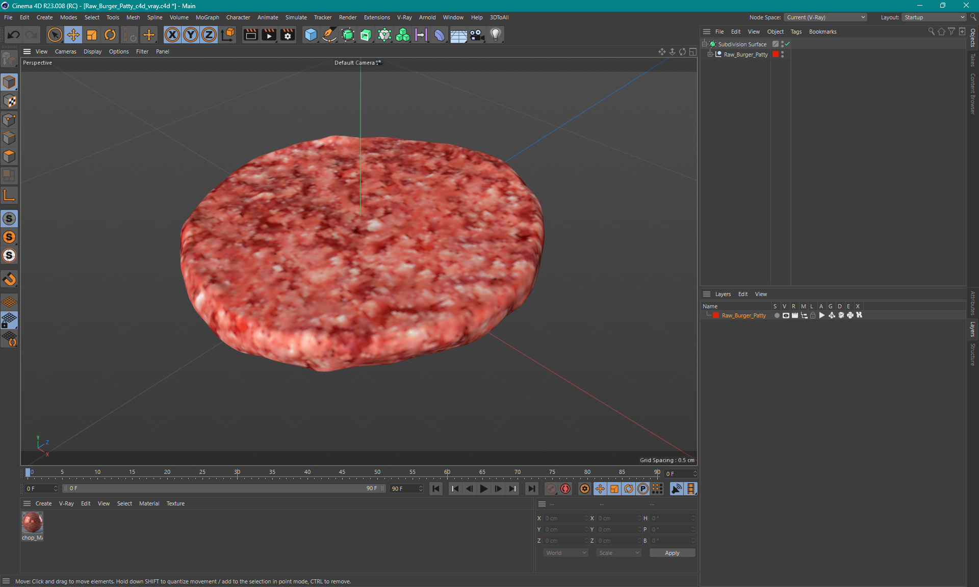 3D Raw Burger Patty