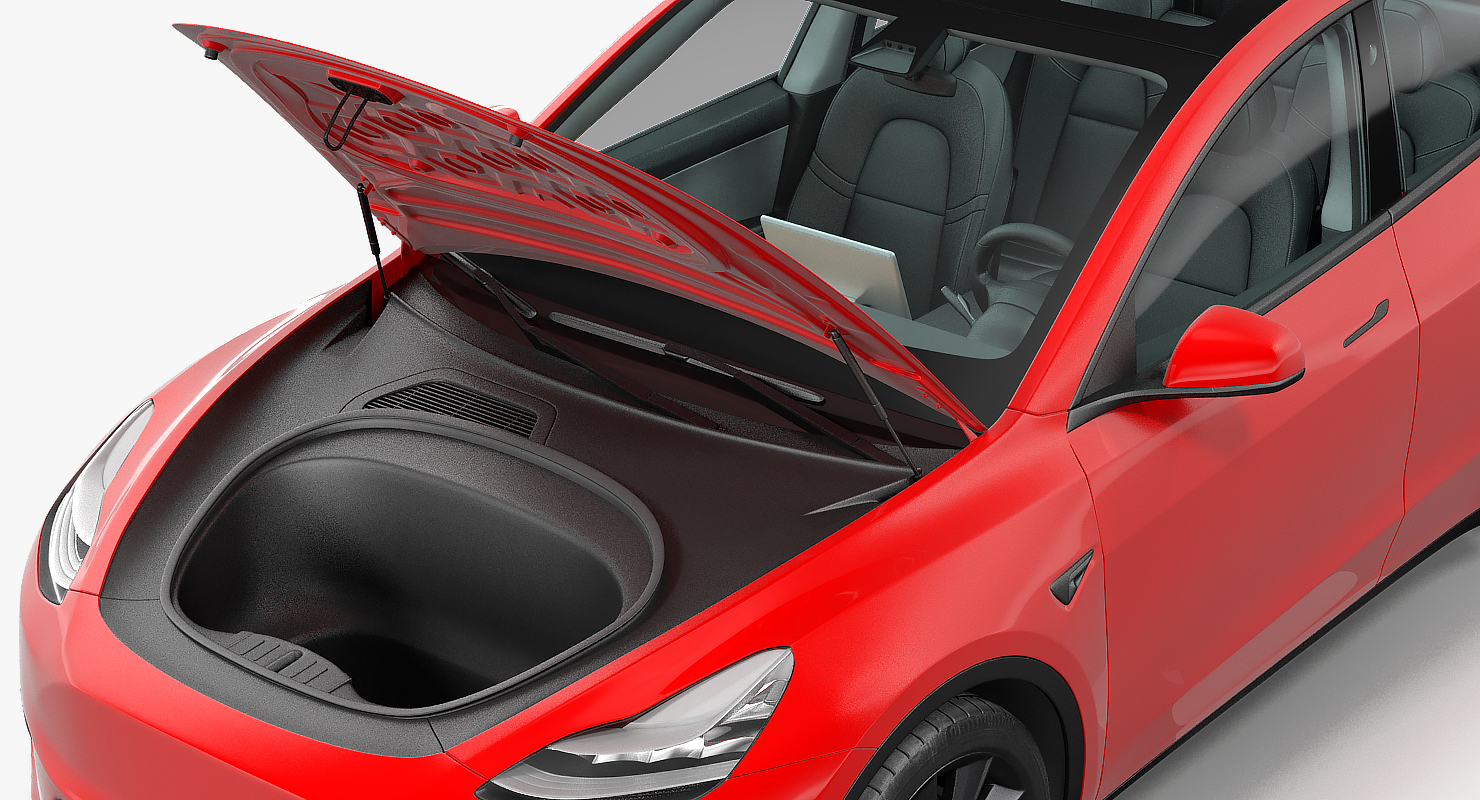 Tesla Model Y Red Rigged 3D model