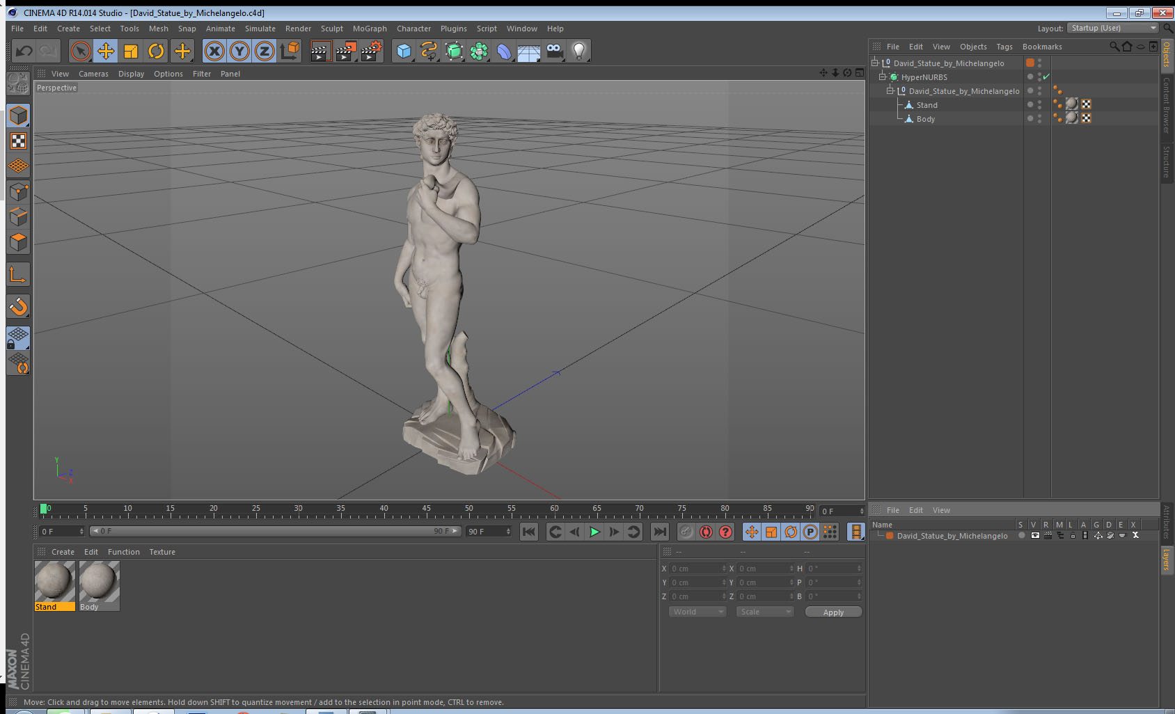 3D David Statue by Michelangelo model