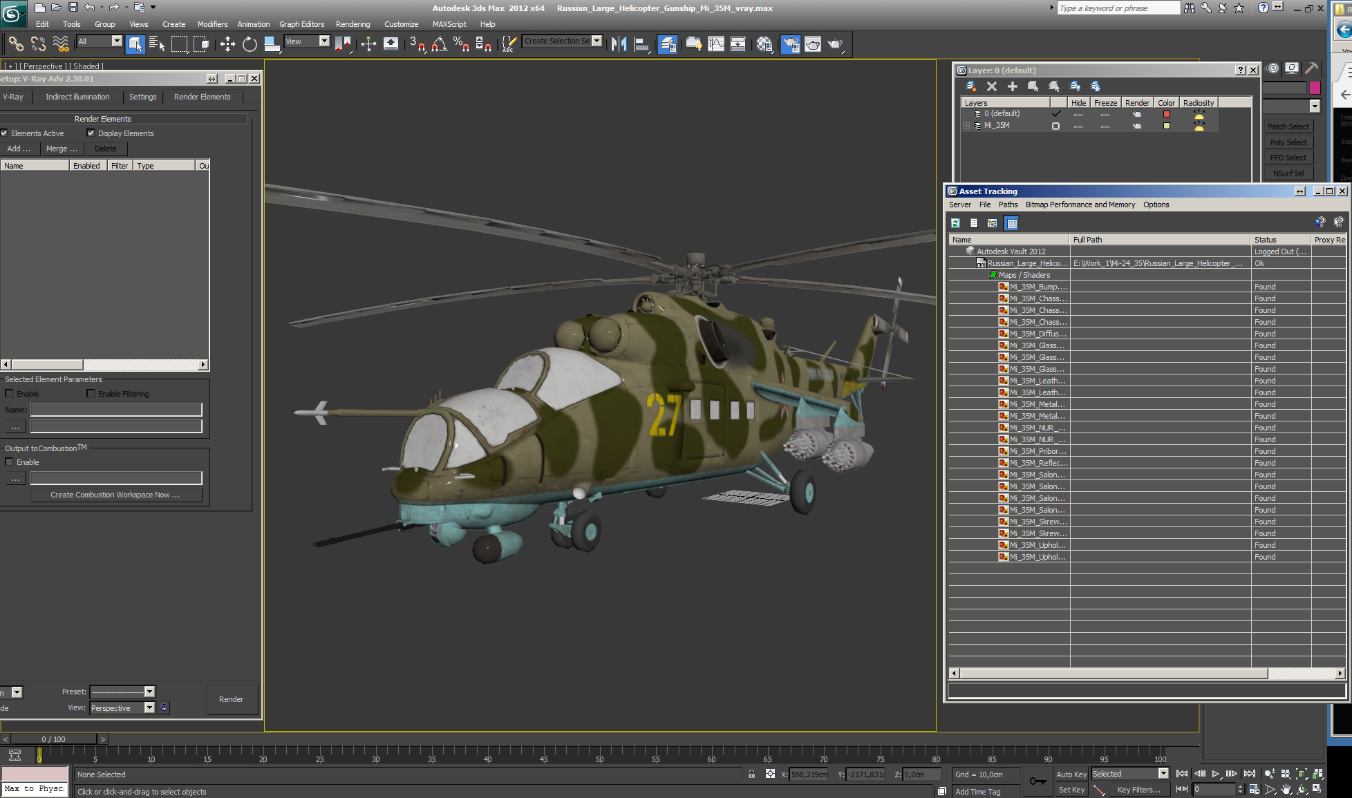 Russian Large Helicopter Gunship Mi 35M 3D model