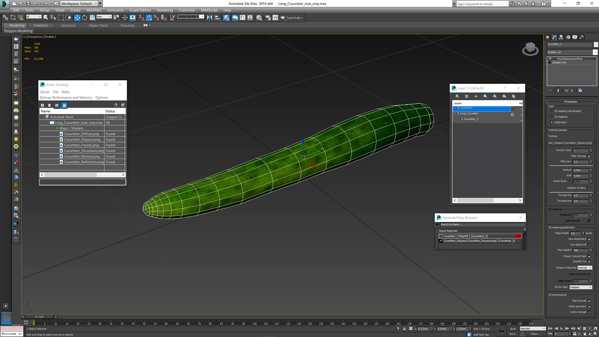 3D Long Cucumber model