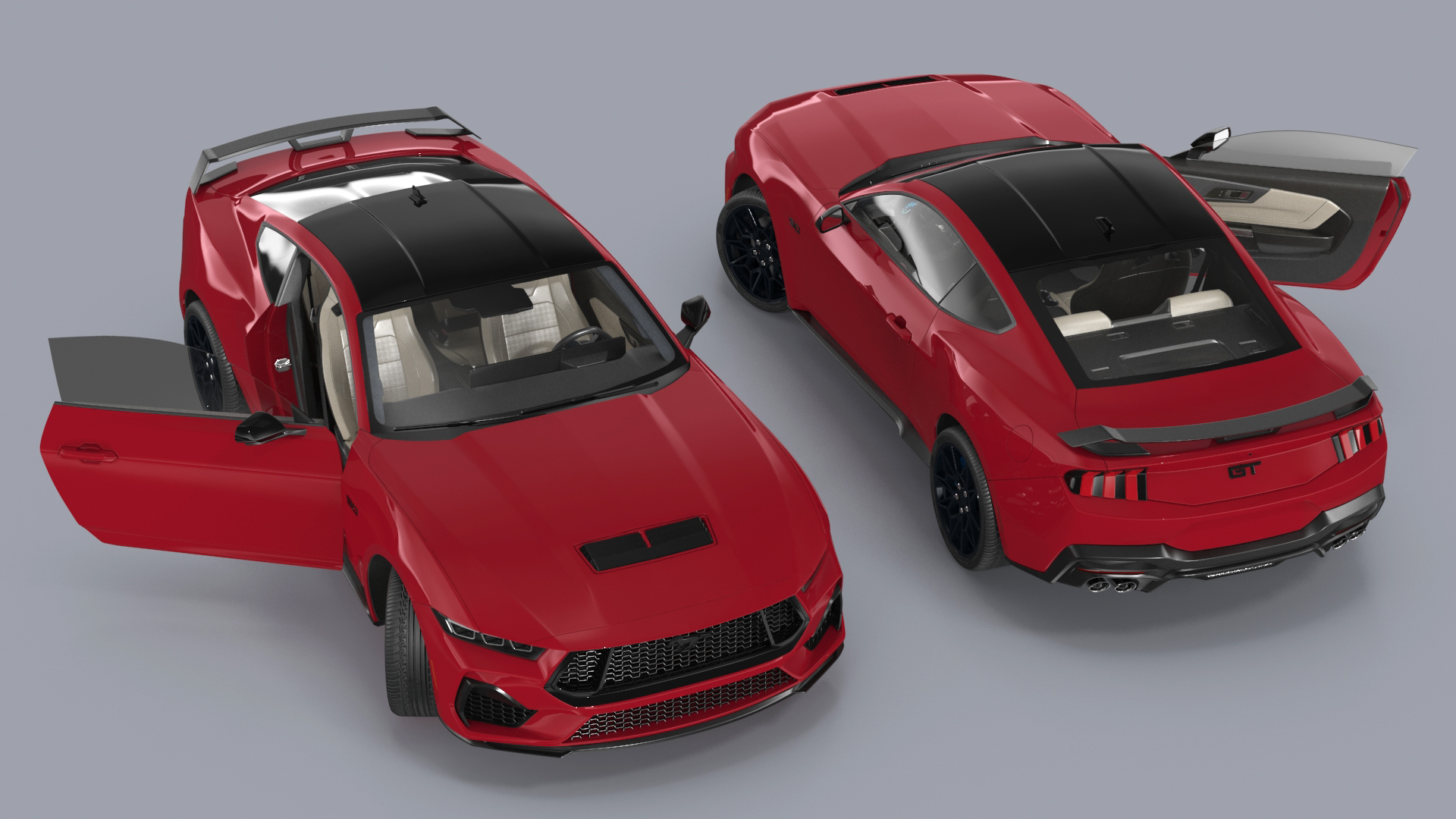 3D Ford Mustang 2024 Red Rigged model