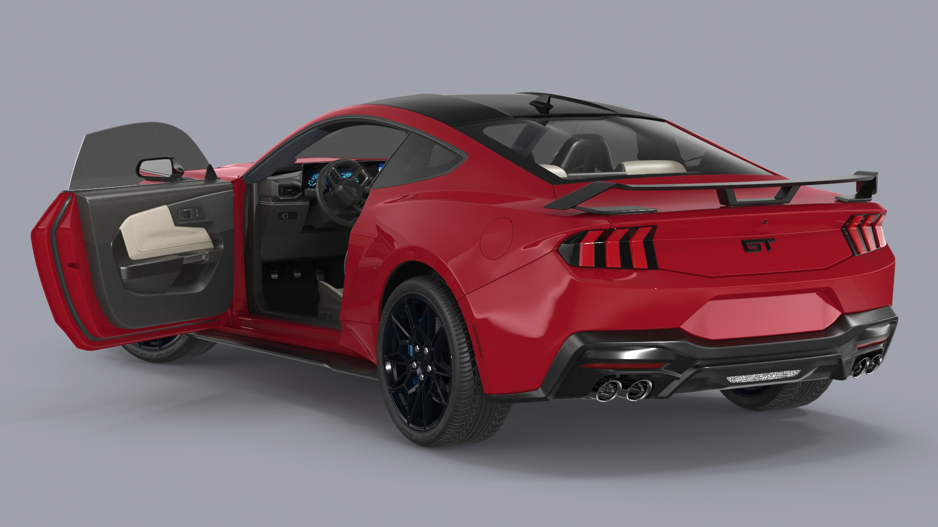 3D Ford Mustang 2024 Red Rigged model