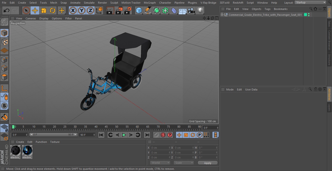 3D Commercial Grade Electric Trike with Passenger Seat