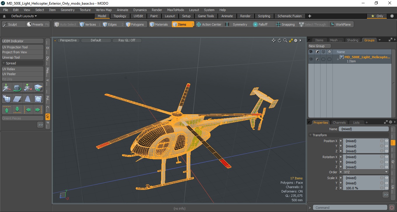 3D MD 500E Light Helicopter Exterior Only model