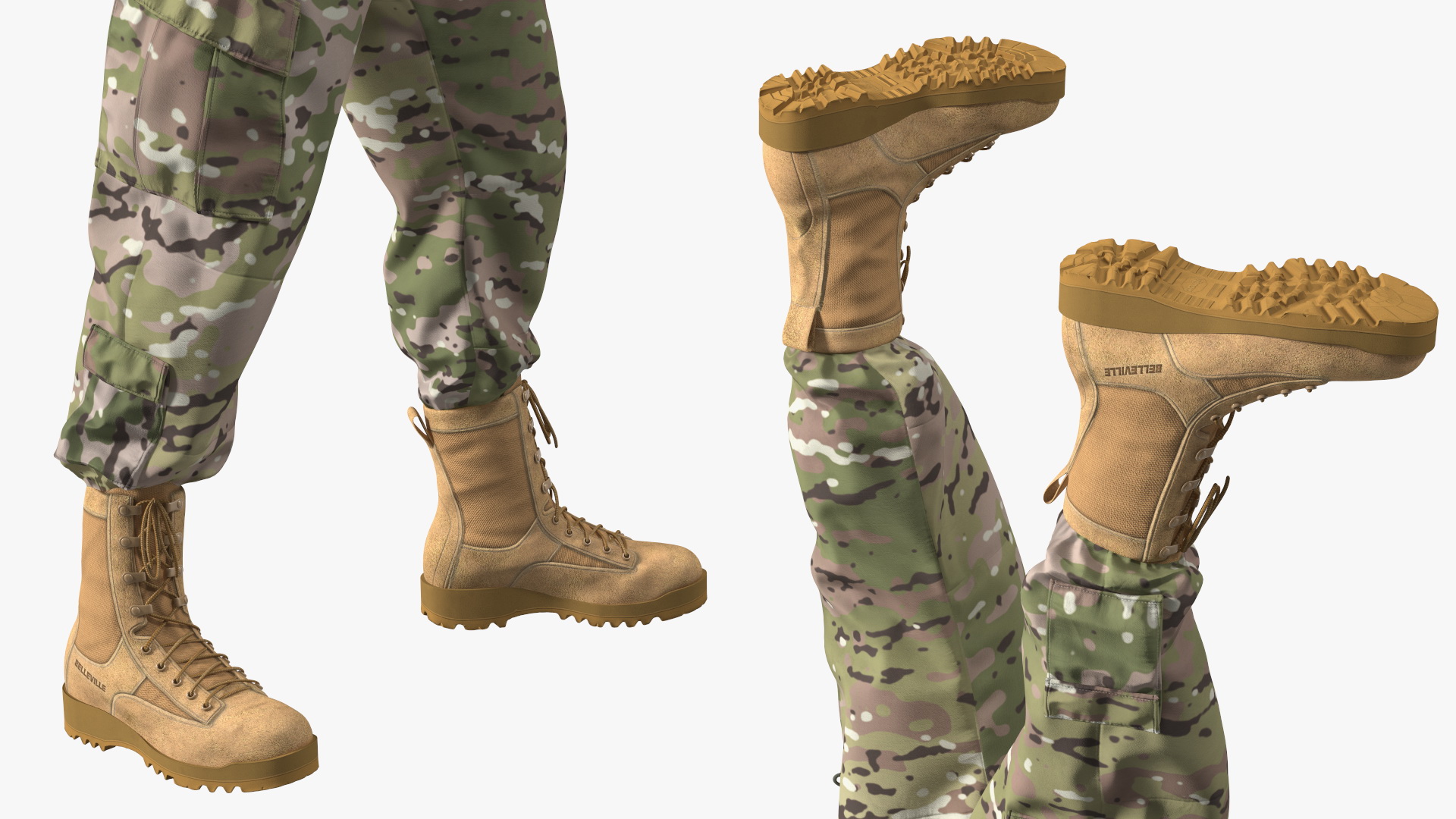 Soldier in Green Tactical Gear with Rifle Standing Fur 3D model