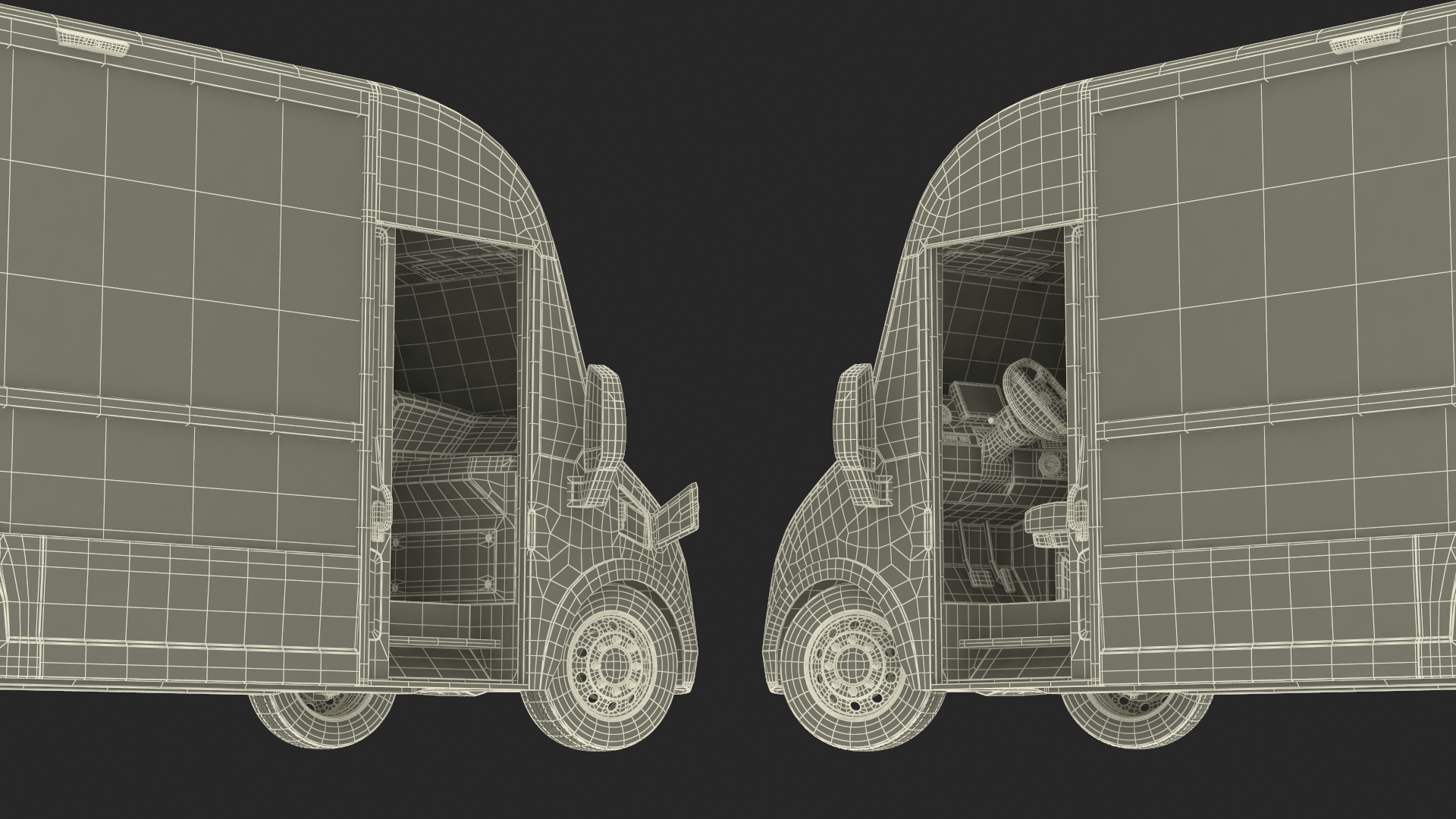 3D Urban Delivery Truck Rigged for Maya