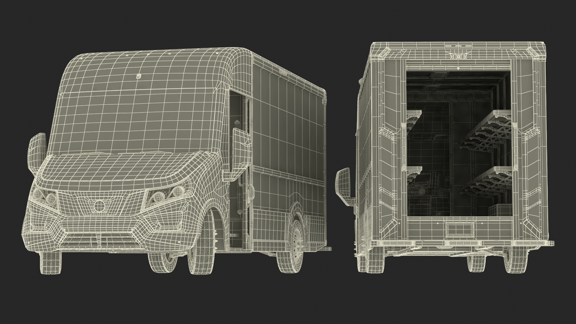 3D Urban Delivery Truck Rigged for Maya